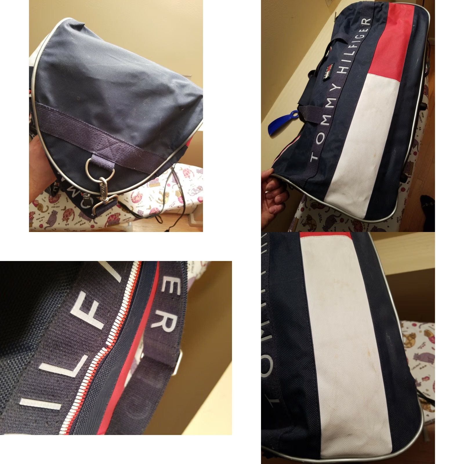 Tommy Hilfiger VINTAGE Tommy Hilfiger Big Flag Spellout Gym Duffle Carry On Travel Bag Mens Blue Carry On Travel Bag Size ONE SIZE - 8 Thumbnail