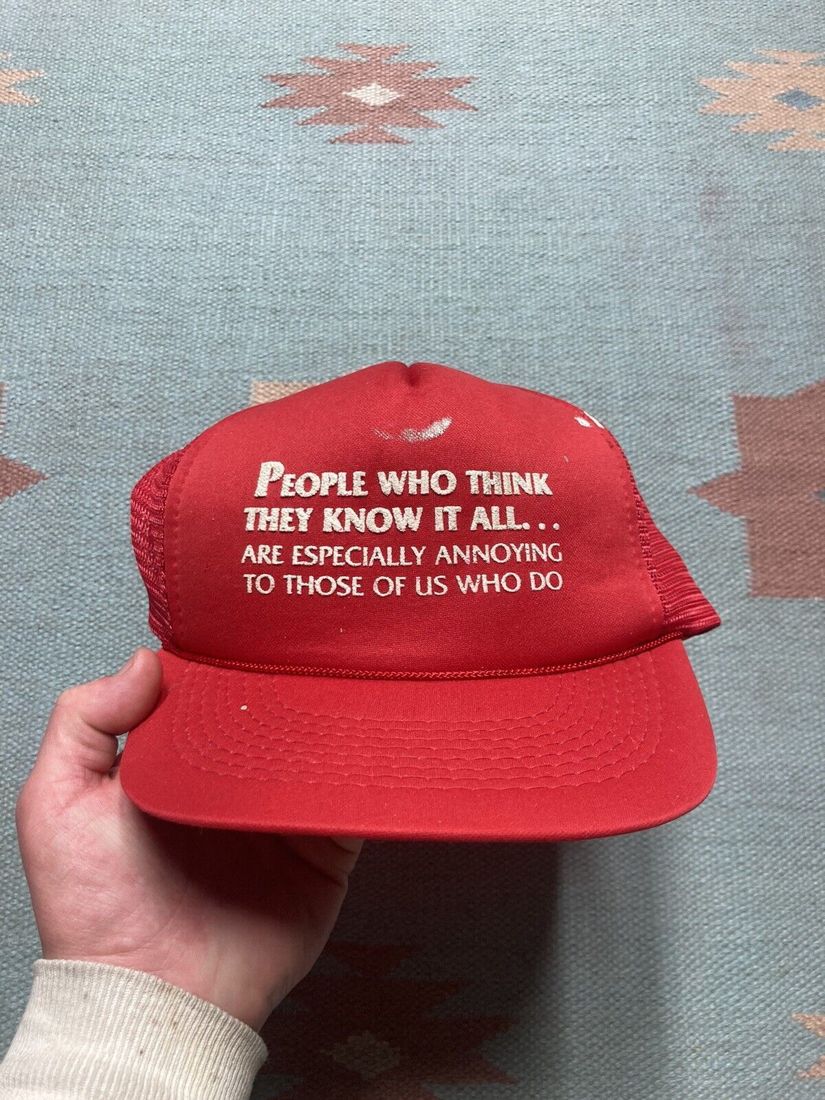 Vintage trucker hat people who think they know it all novelty funny Size ONE SIZE - 2 Thumbnail