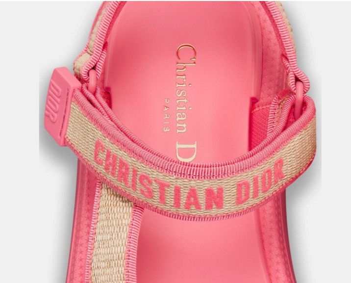 Dior o1w1db10425 KCO084E D-Wave Sandals in Natural & Candy Pink Size US 7 / IT 37 - 5 Thumbnail