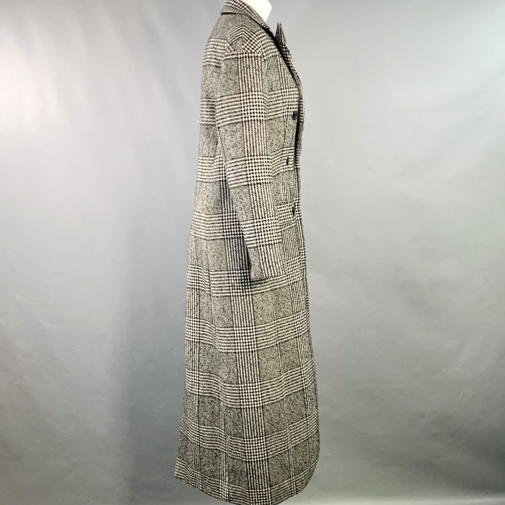 Vintage MICHAEL by MICHAEL KORS Size S Black White Wool Blend Plaid Double Breasted Coat Mens Size S / US 4 / IT 40 - 3 Thumbnail