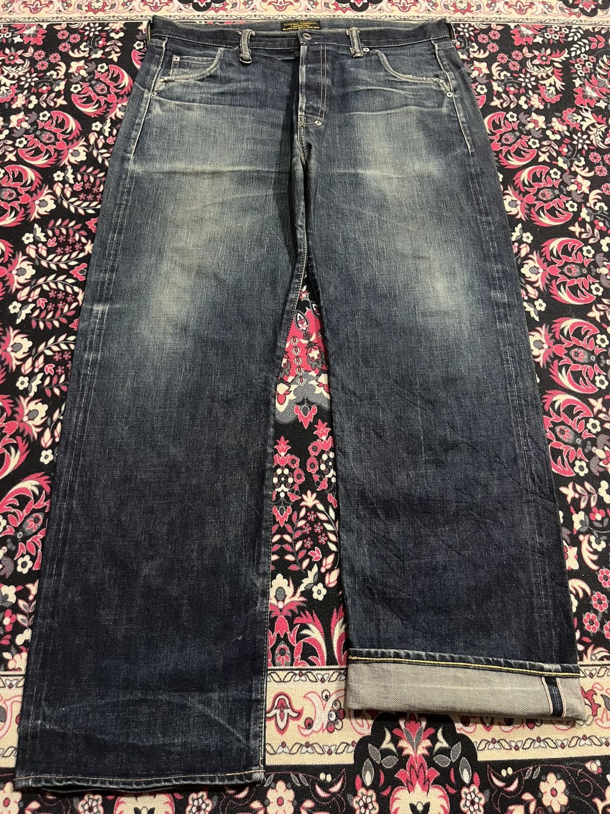 Evisu ⚡️Selvedge⚡️Vintage Japan Brand Nitraid Dark Blue Loose Jeans Size US 37 - 1 Thumbnail