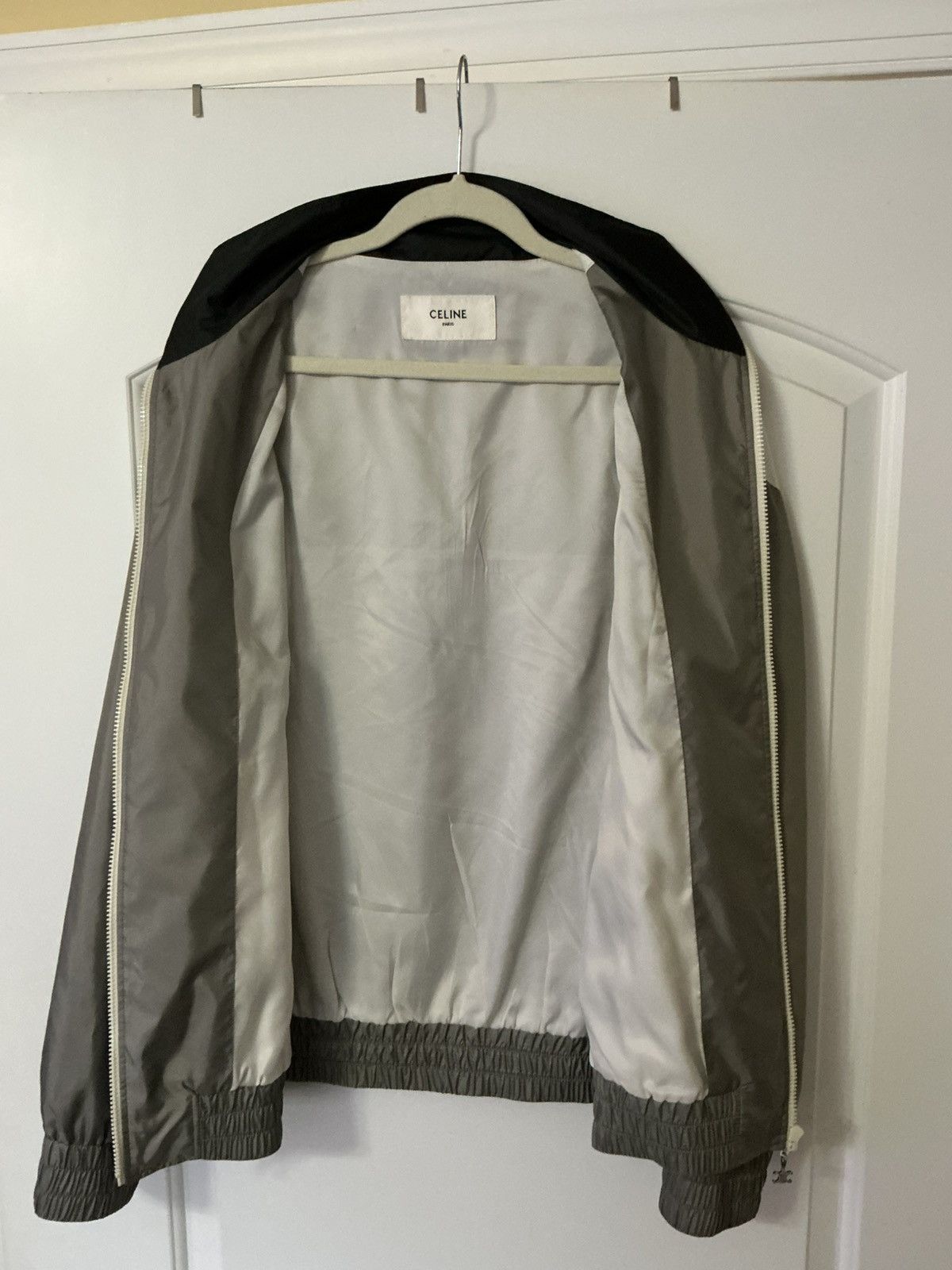 Celine Size XL - Celine Gray Color Block Logo Nylon Track Jacket Size US XL / EU 56 / 4 - 4 Thumbnail