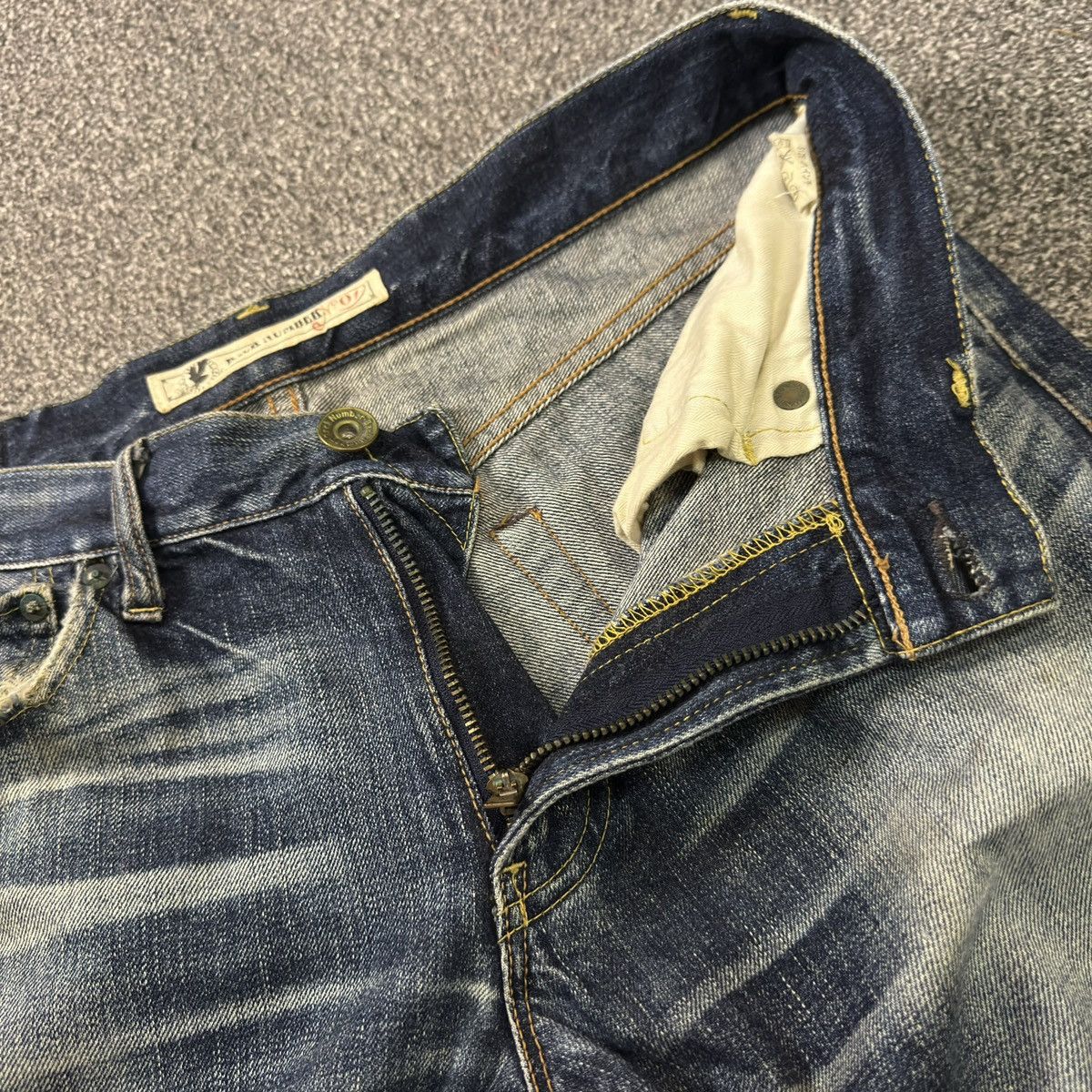 14th Addiction Vintage 90s Distressed Wash Back Number Straight Cut Denim Size US 34 / EU 50 - 13 Thumbnail