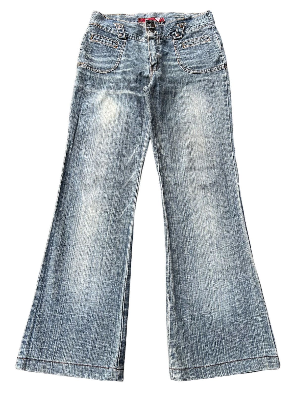 image of Avant Garde x Hysteric Glamour Flared Washed Nine Jeans Y2K Distressed Boot Cut in Denim (Size 28)