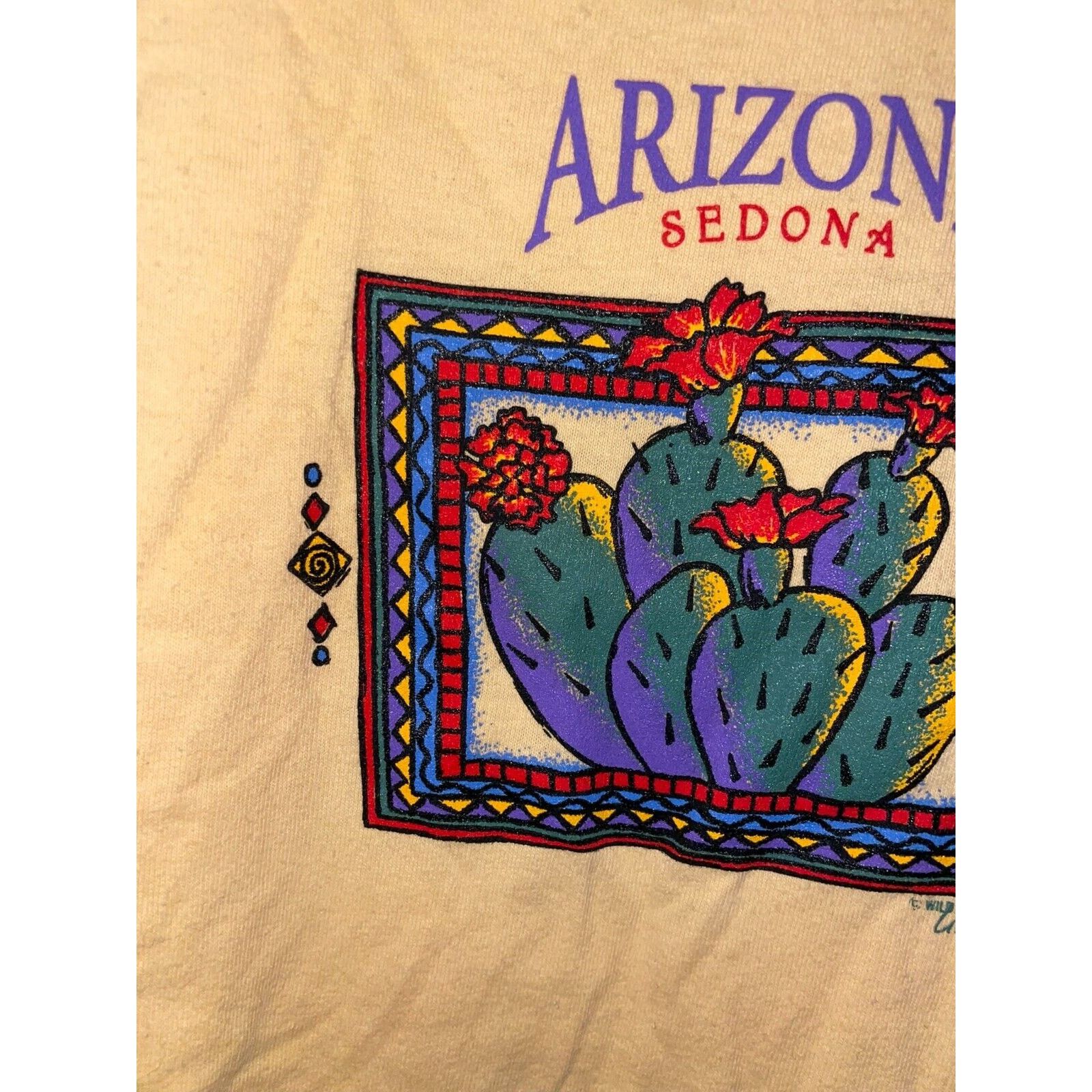 Vintage Vintage Sedona Shirt Arizona Cactus Yellow 90s Tee VTG Large Size US L / EU 52-54 / 3 - 3 Thumbnail