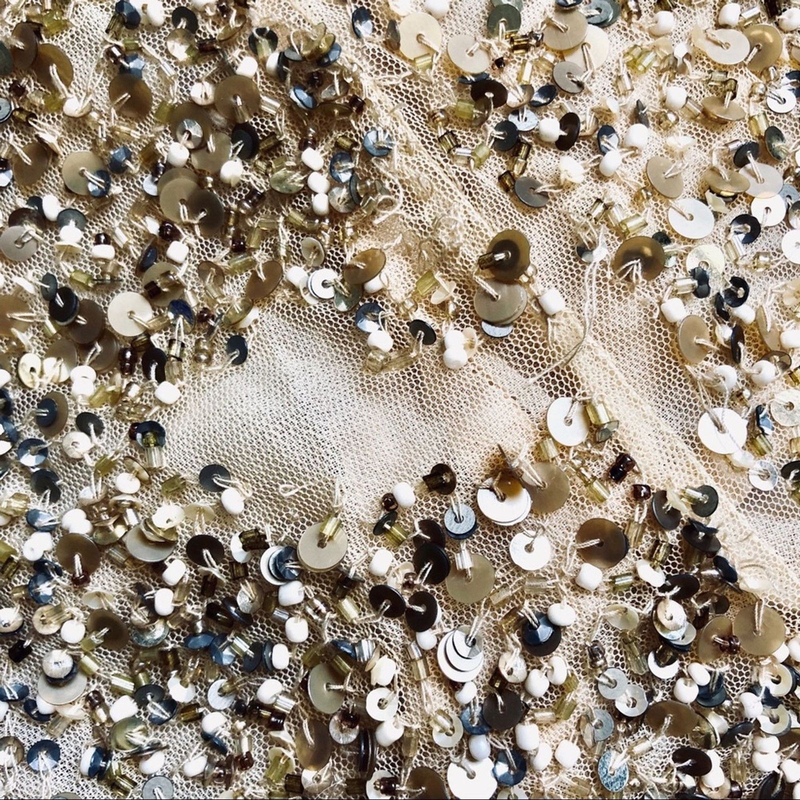 ZARA Gold Tan Cream Sequin Sparkle Beaded Mesh Mini Skirt