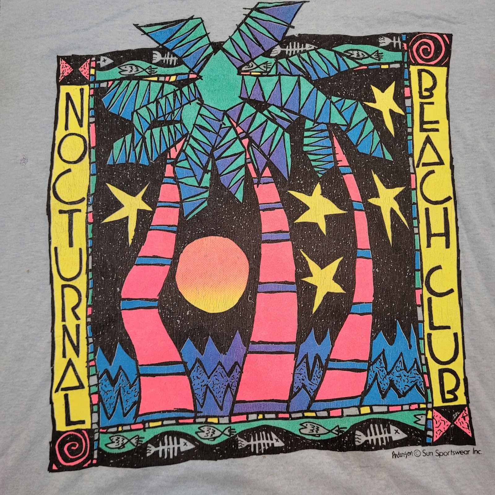 Vintage VTG 1990 Nocturnal Beach Club T-Shirt M Single Stitch USA Size US M / EU 48-50 / 2 - 2 Thumbnail