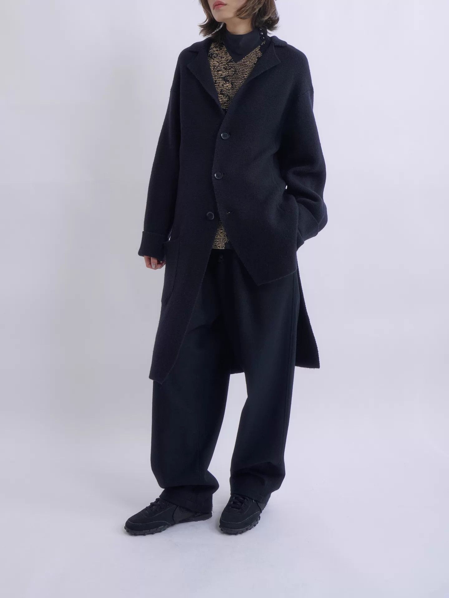 Yohji Yamamoto YOHJI YAMAMOTO 2015AW Men's Black Asymmetric Knit Jacket Size US L / EU 52-54 / 3 - 1 Thumbnail