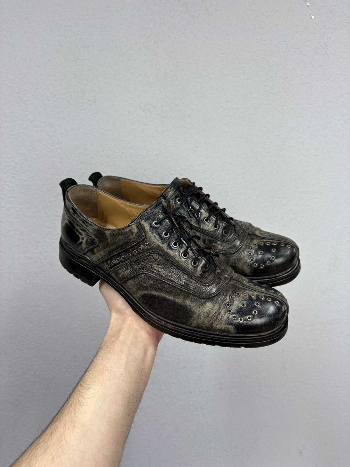 Studded Leather Lace-Up Shoes Boots Avant-Garde CCP Style