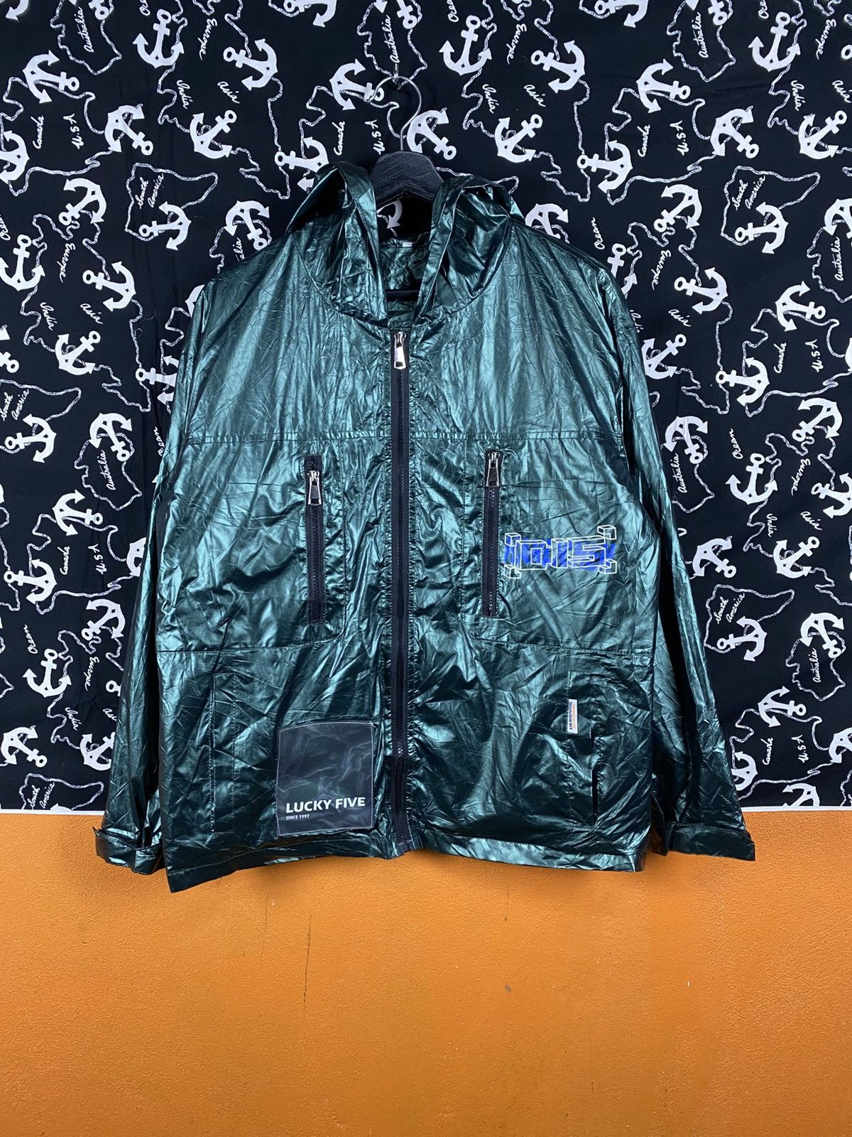 Japanese Brand Lucky Five Designer Metallic Hooded Jacket Lightweight ZipUp Size US M / EU 48-50 / 2 - 3 Thumbnail