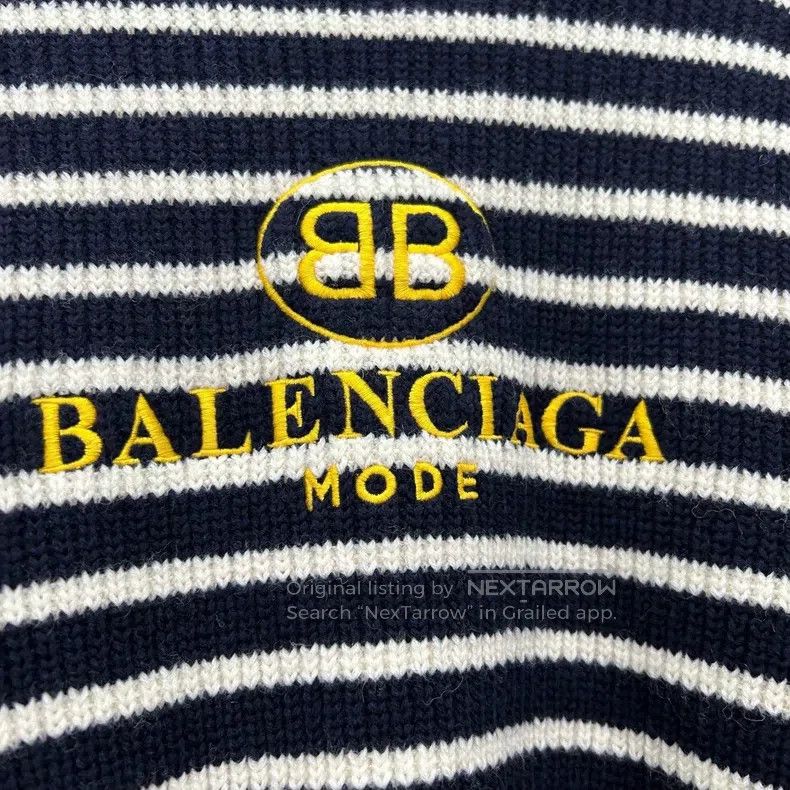 Balenciaga Balenciaga Chest Embroidered Logo Striped Sweater Size US L / EU 52-54 / 3 - 3 Thumbnail