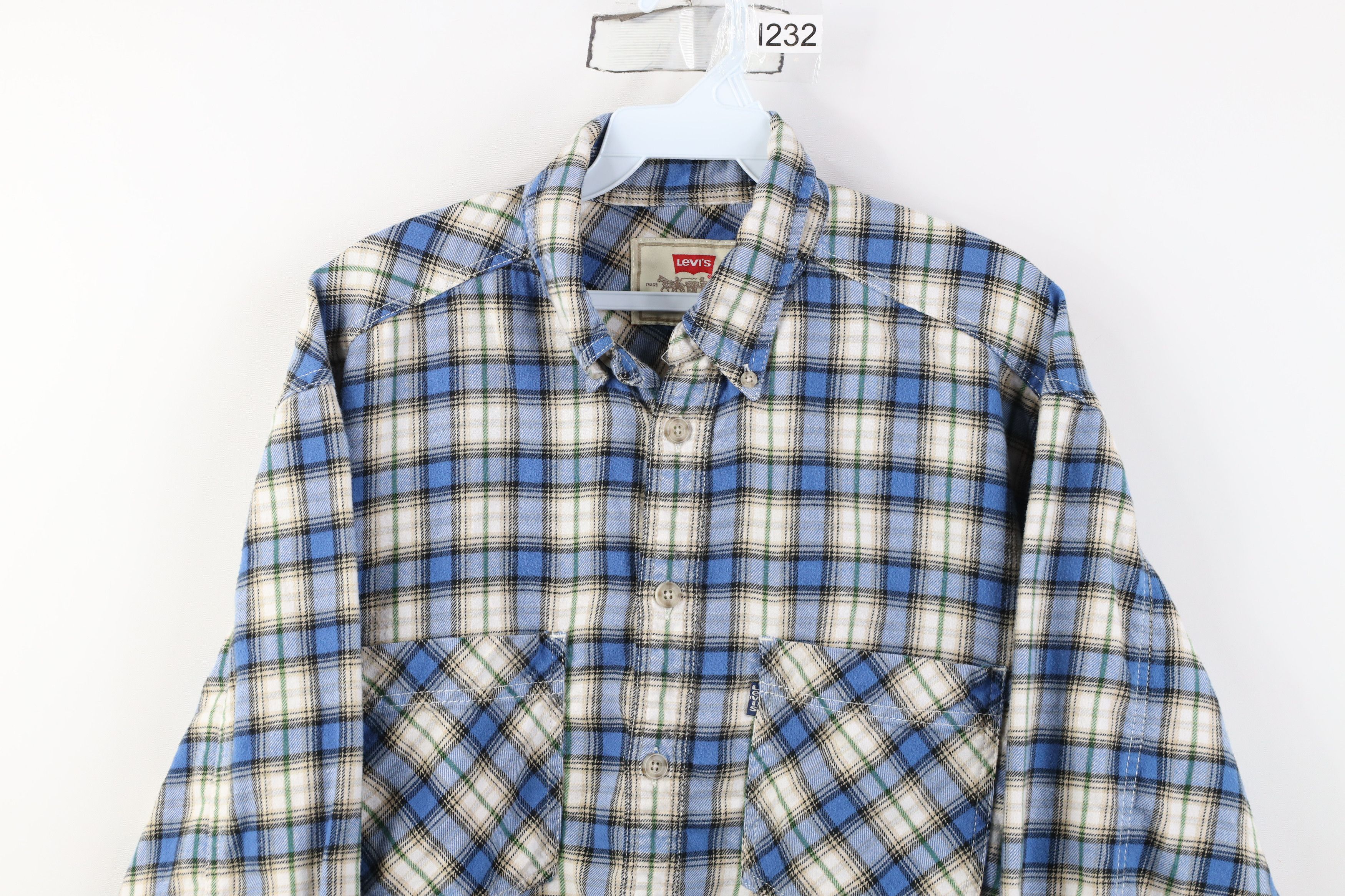 Levi's Vintage 90s Levis Double Pocket Flannel Button Down Shirt Size US M / EU 48-50 / 2 - 2 Thumbnail