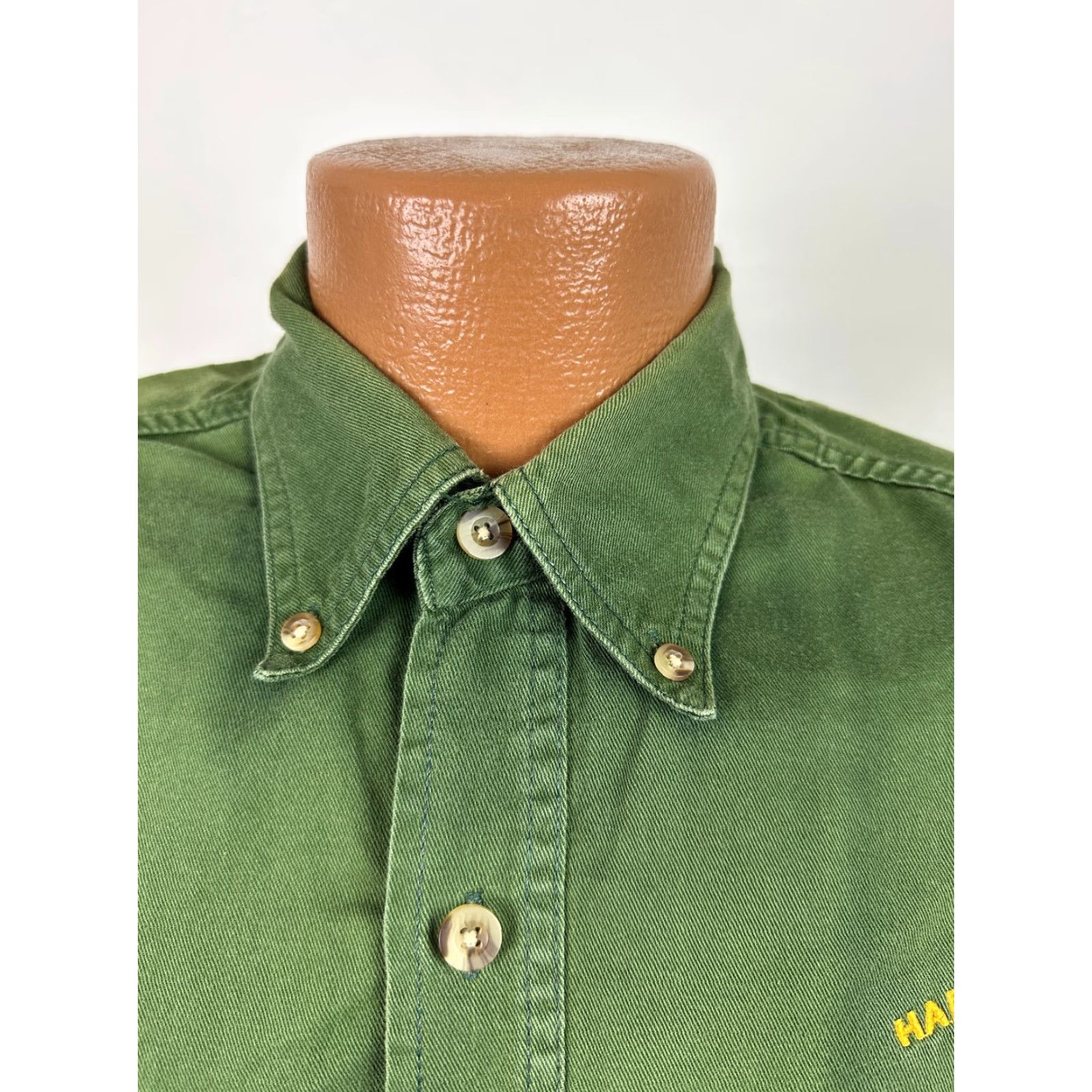 Olive VINTAGE Police Shirt Sheriff Badge Button-Down Olive Green M Men Cotton Twill Embroidered 90s Sheriff Department Flag Accent, US Styling Size US M / EU 48-50 / 2 - 3 Thumbnail