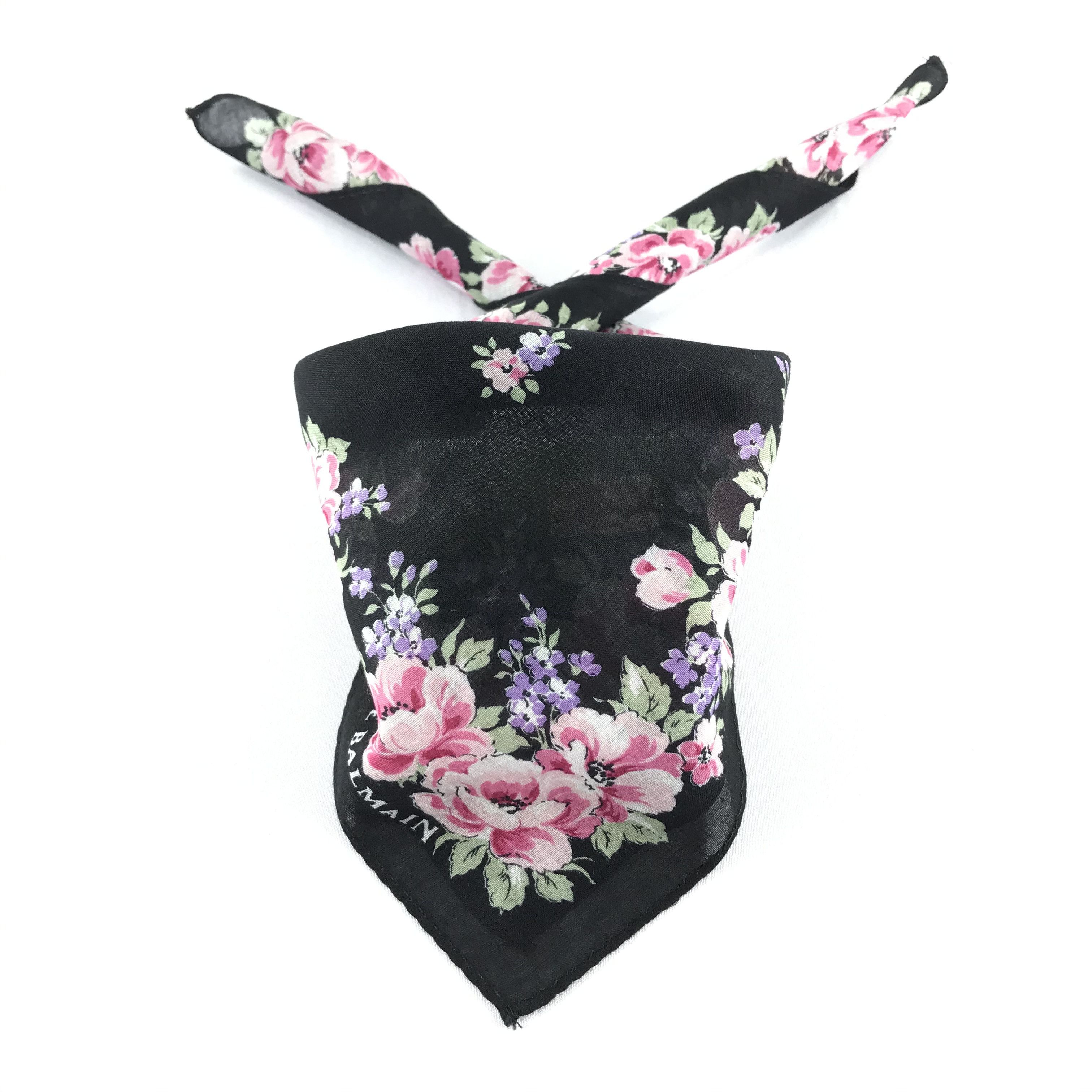 Pierre Balmain Floral Handkerchief Bandana Neckerchief H660