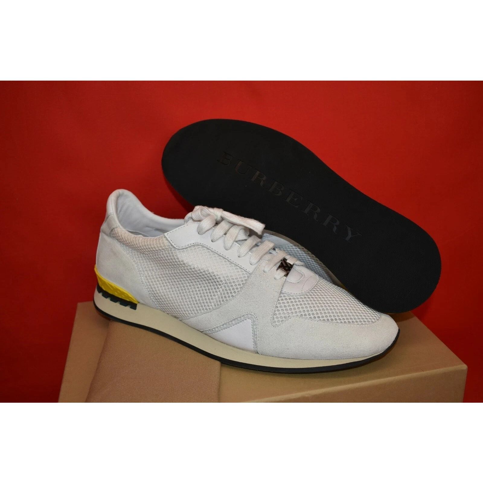 Burberry BURBERRY THE FIELD WHITE MESH SUEDE LOGO SNEAKERS 44.5 ITAL Size US 11.5 / EU 44-45 - 10 Thumbnail