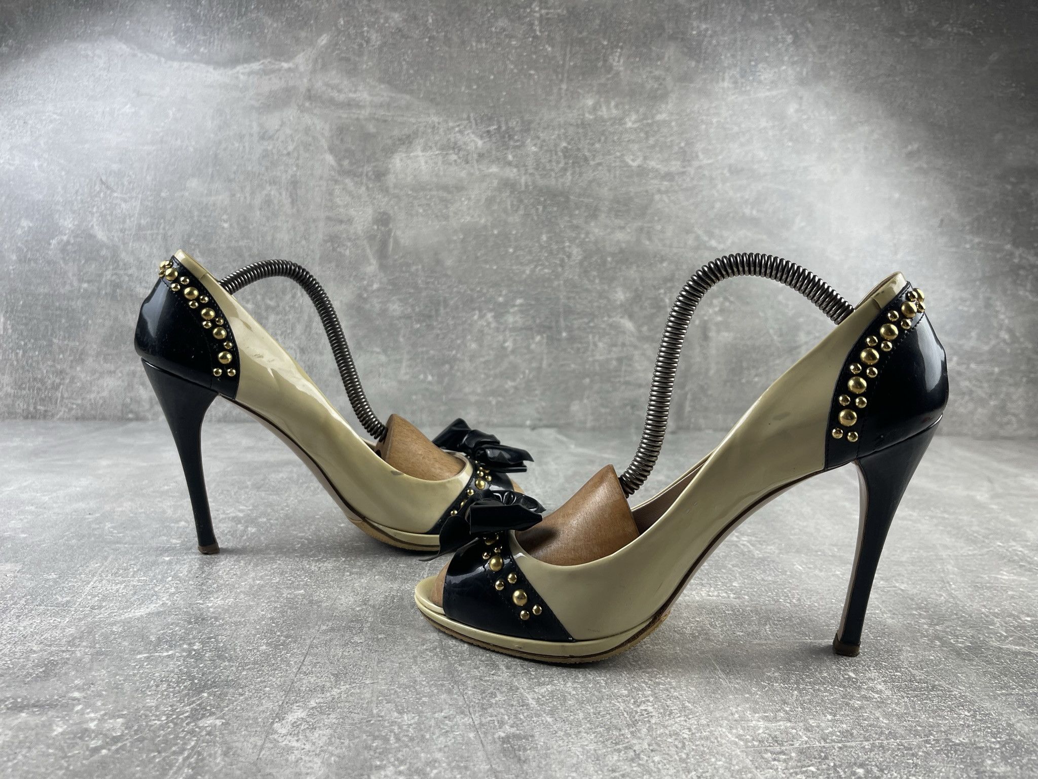 Miu Miu Miu miu rubber open toe beige / black pumps heels shoe Size US 8 / IT 38 - 4 Thumbnail