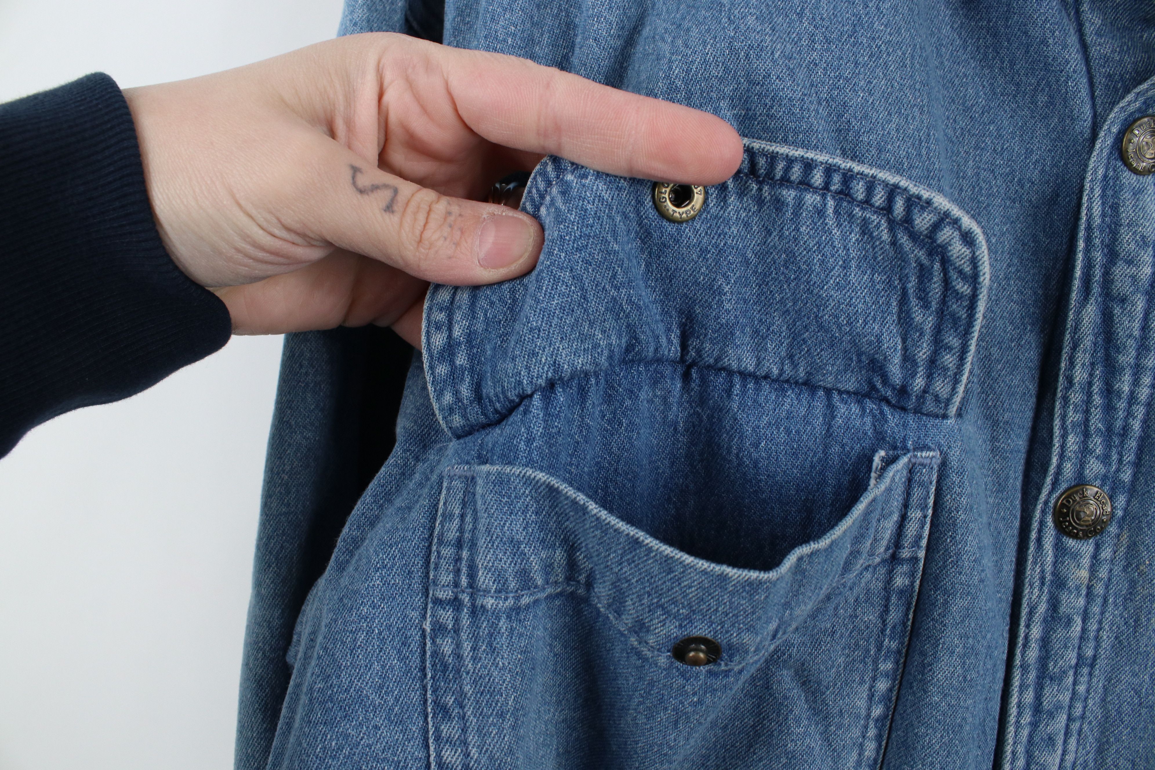 Vintage Vintage 90s Streetwear Fleece Lined Denim Jean Shirt Jacket Size US XL / EU 56 / 4 - 5 Thumbnail