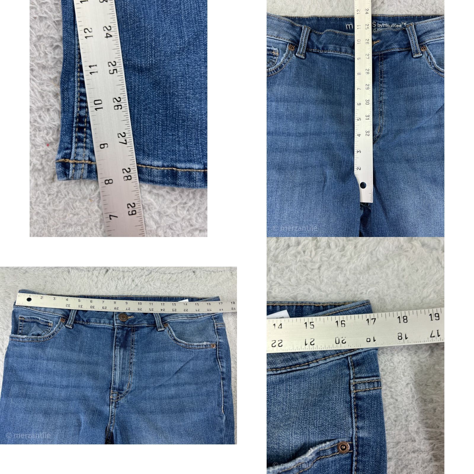 Vintage Maurices Jeans Womens 12 Blue Denim Bootcut Mid Rise 5-Pocket Stretch Regular Inseam 28in Cotton Blue 2000s Cowboy Womens Size 34" / US 12 / IT 48 - 9 Thumbnail