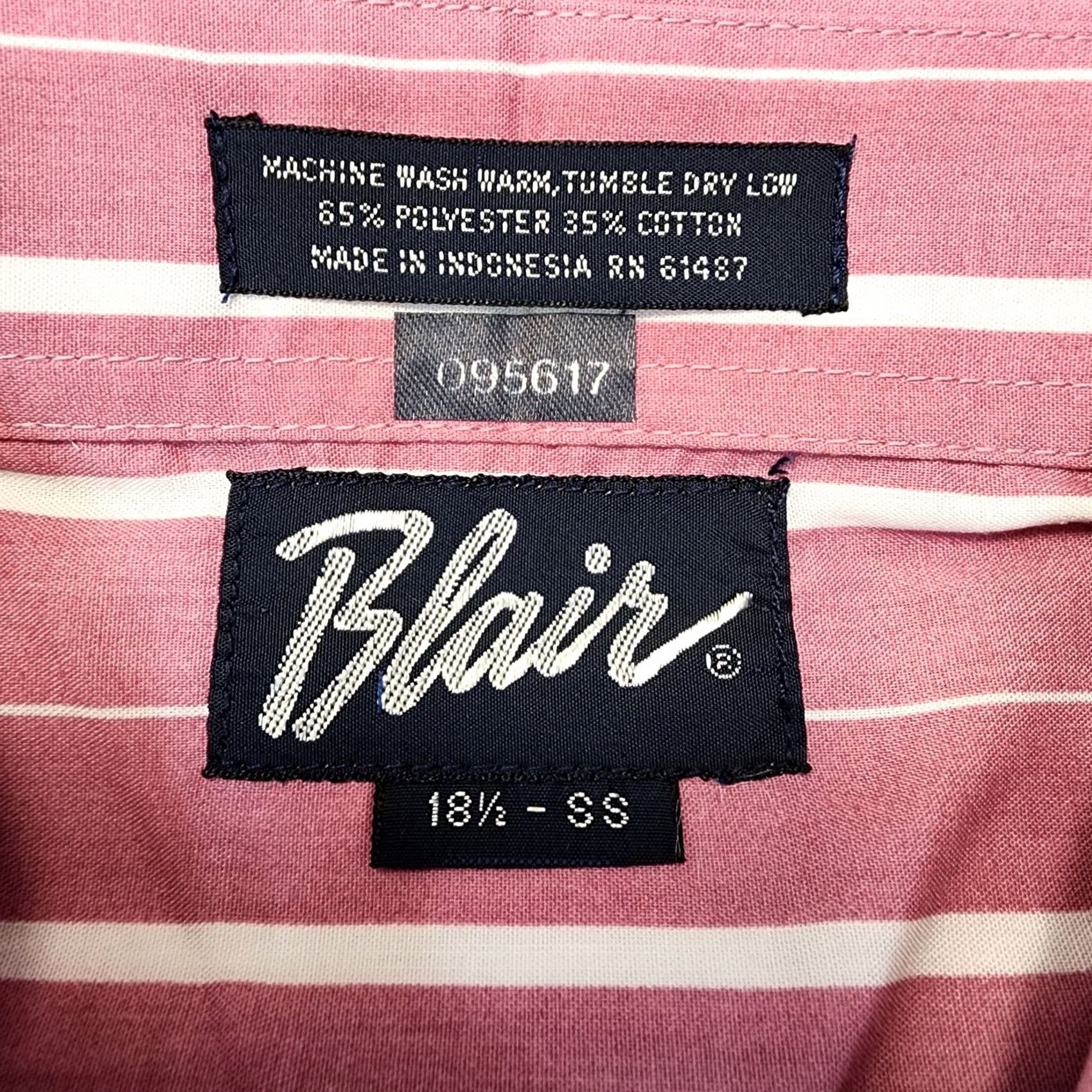Blair VINTAGE Blair Mens Shirt 2XL Pink Stripe Button Up Shoulder Strap Pockets Size US XXL / EU 58 / 5 - 3 Thumbnail