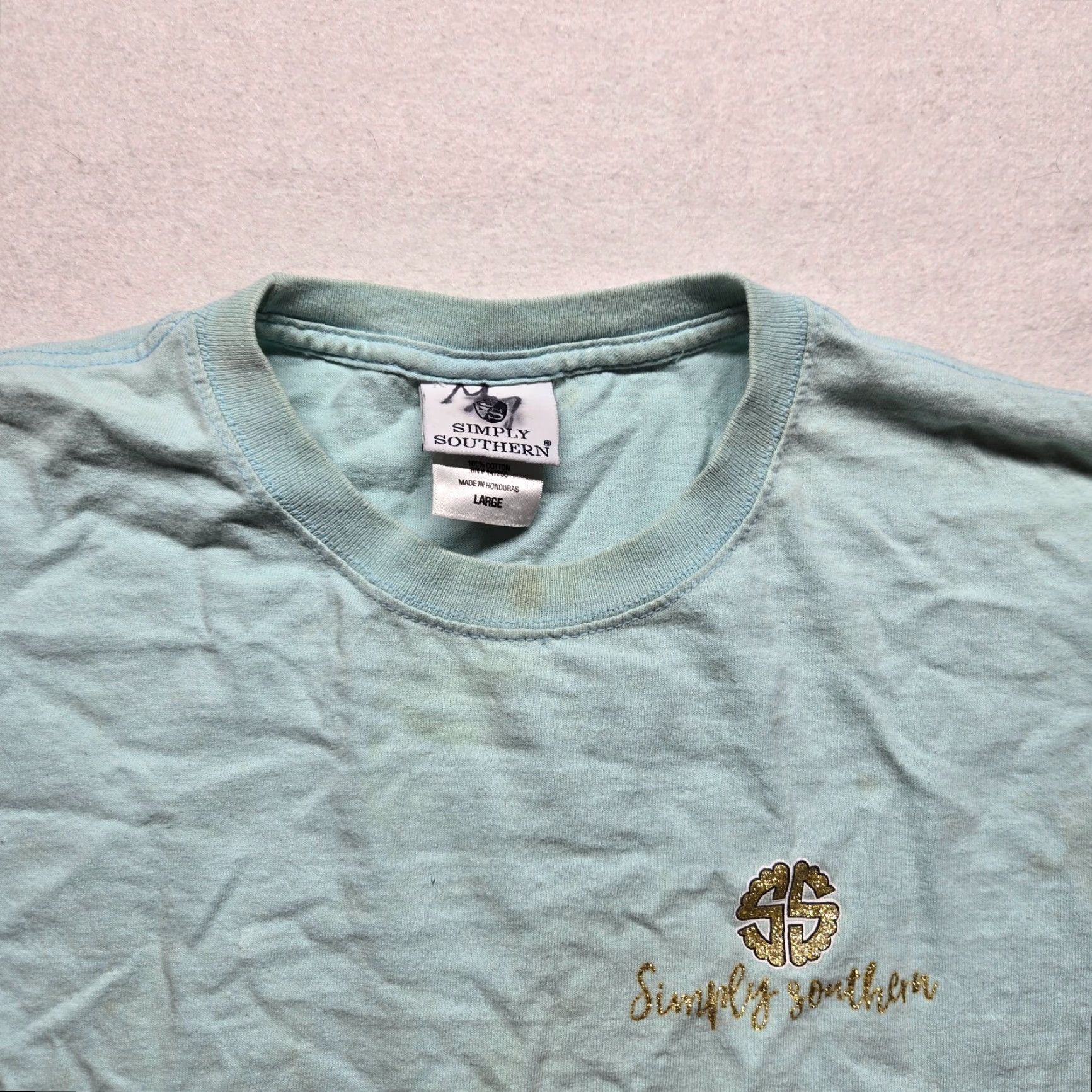 Vintage Simply Southern Shirt Blue Long Sleeve Adults L Solid Bow Patch Size L / US 10 / IT 46 - 3 Thumbnail