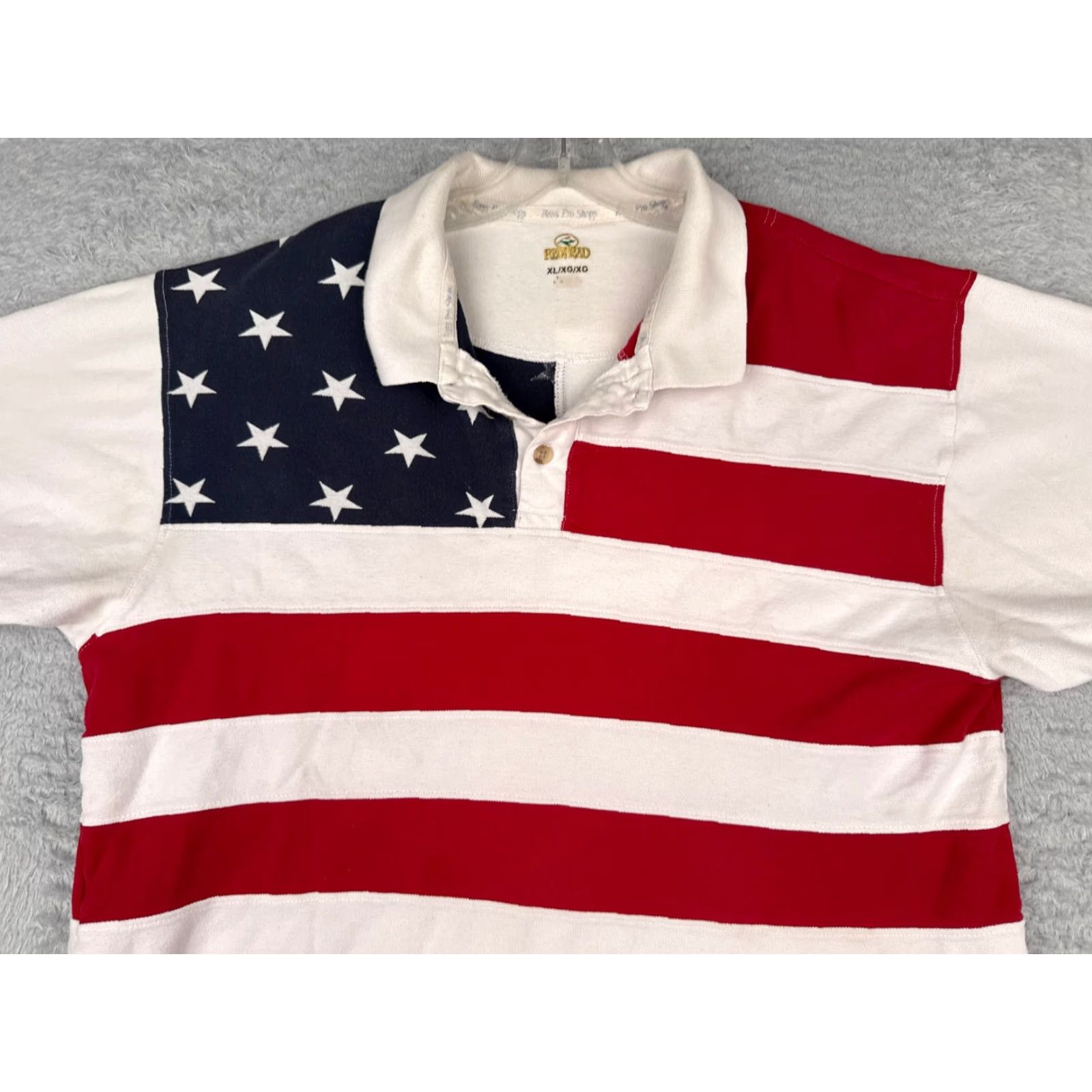 Vintage RedHead Shirt Polo Men XL 100% Cotton White Red White Blue Stripe Button Collar Short Sleeve 44 Chest Regular Fit American Flag Vintage: No Size US XL / EU 56 / 4 - 4 Thumbnail