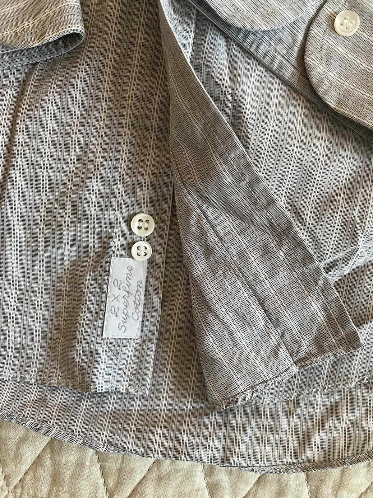Ermenegildo Zegna × Vintage Spread Collar Subtle Stripe Print Dress Shirt Size US M / EU 48-50 / 2 - 3 Thumbnail