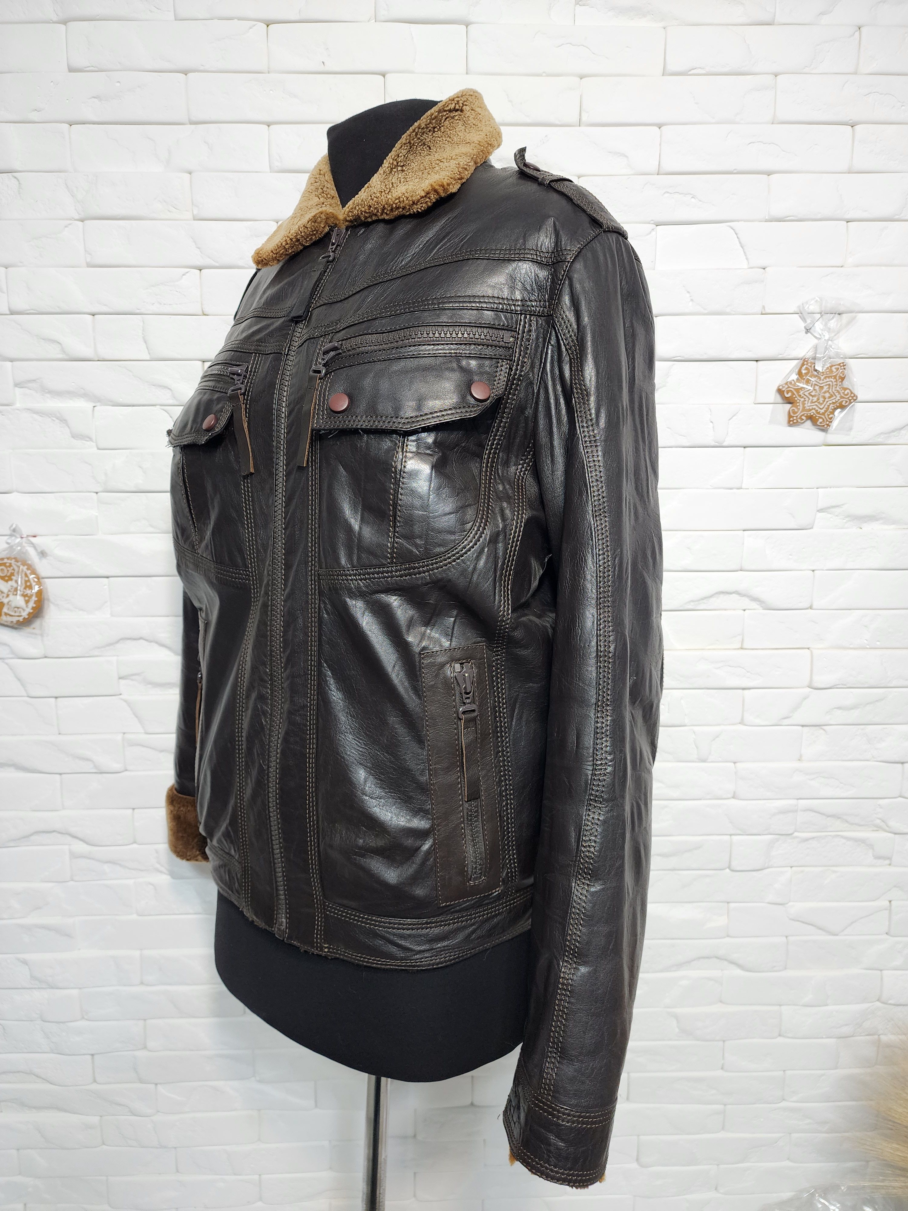Furla Men's Brown Sheepskin Coat: Genuine Fur, Plastic Zipper Size US L / EU 52-54 / 3 - 3 Thumbnail