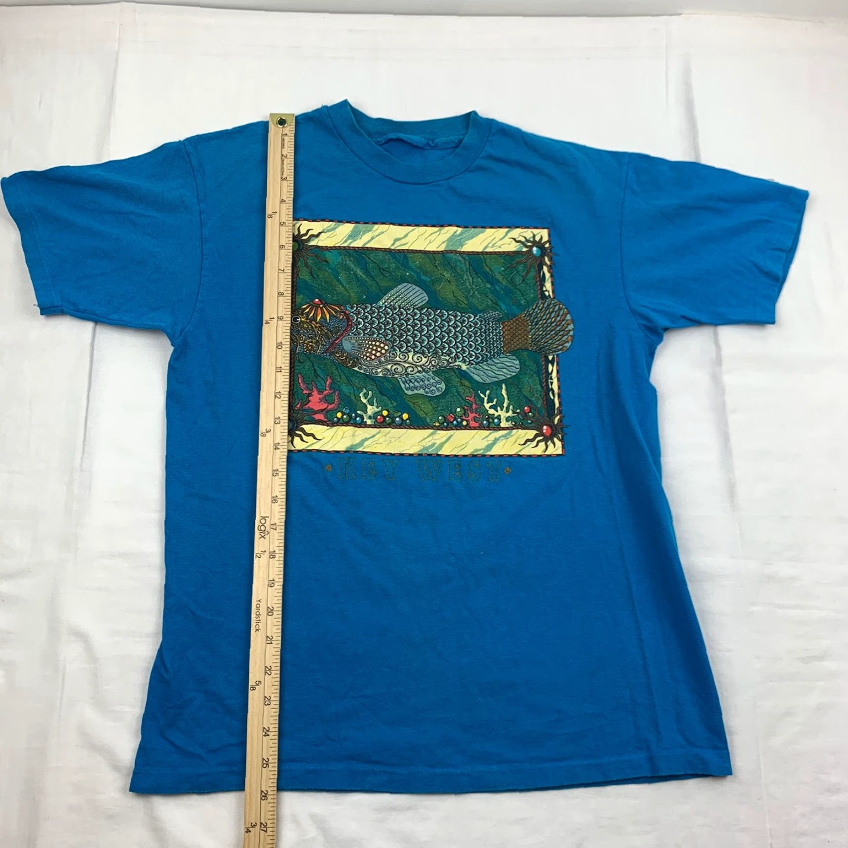 Vintage VINTAGE Key West Florida T Shirt Adult Small Blue Fish Nature Tropical 90s USA Men Short Sleeve Crew Neck Shirt Mens Size US S / EU 44-46 / 1 - 4 Thumbnail
