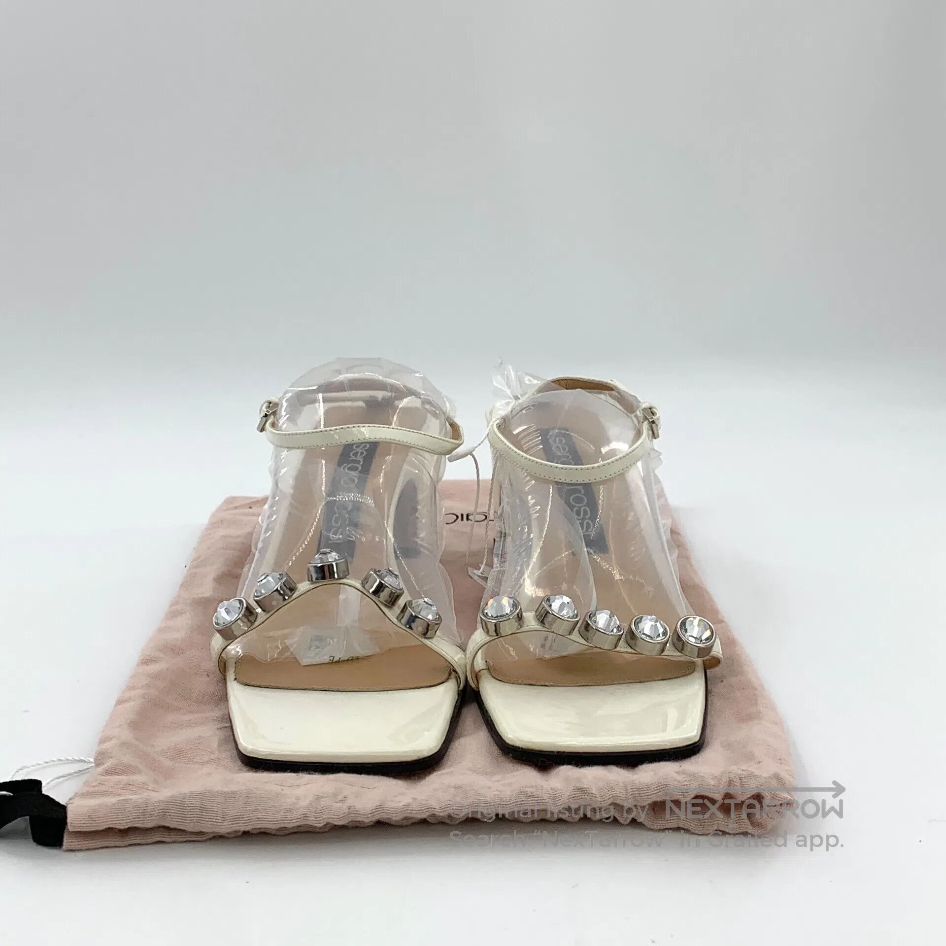 Sergio Rossi Sergio Rossi White Square Toe Studded One-Strap Block Heel Size US 8.5 / IT 38.5 - 8 Thumbnail
