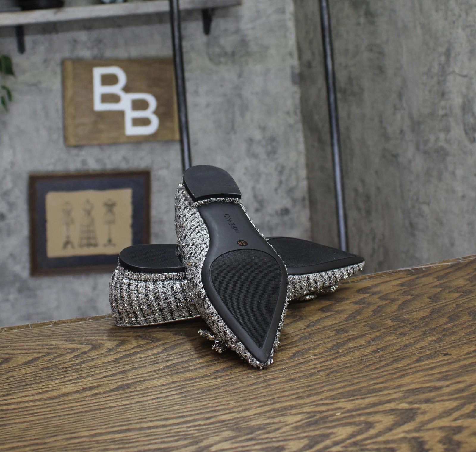 Other On 34th Millee Bow Pointed-toe Flats Silver Tweed Gray 5.5m Size US 5.5 / IT 35.5 - 5 Thumbnail