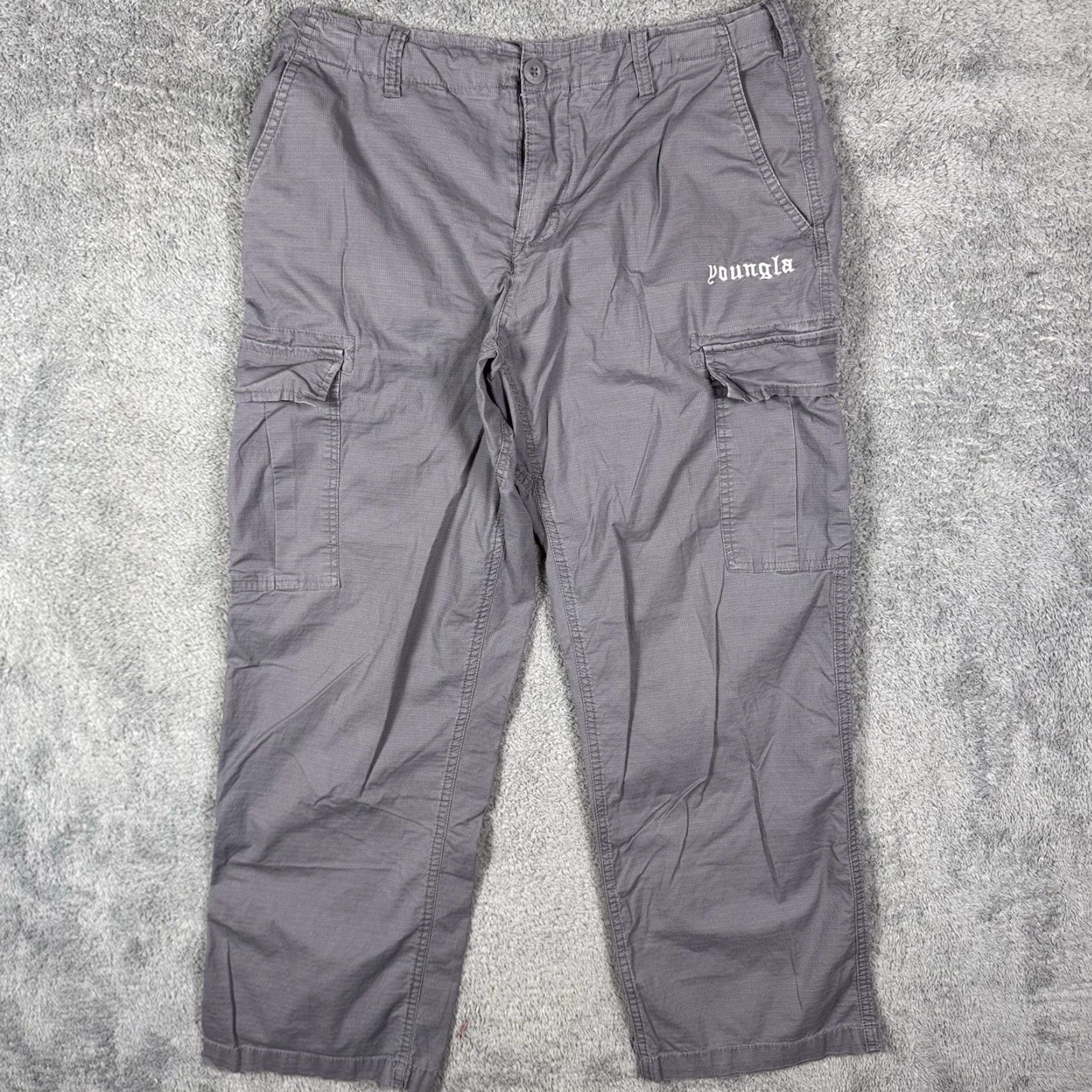 YoungLA YoungLA Pants Mens M 32x28 TrailBlaze Cargo Ripstop Canvas Streetwear Pants Mens M Gray 226 TrailBlaze Cargos Size US 31 - 2 Thumbnail