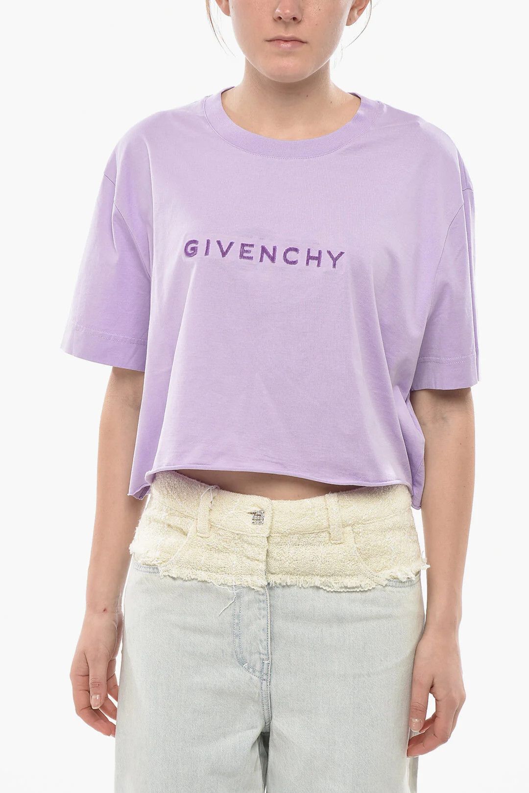 Givenchy og1mm0326 Cropped-Fit T-Shirt in Purple Size L / US 10 / IT 46 - 1 Thumbnail