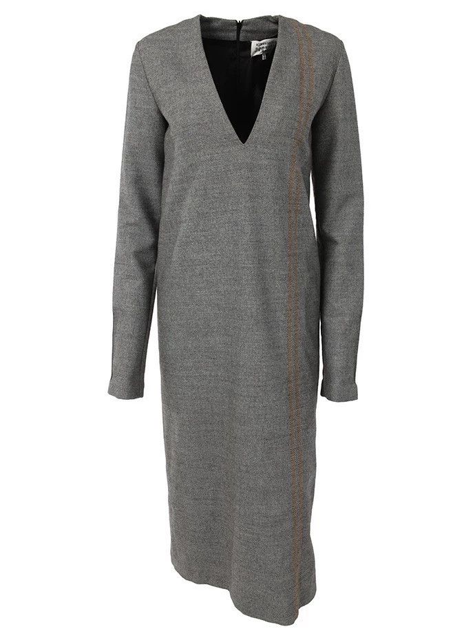 Maison Margiela Maison Margiela Dark V-neck gray twill dress Size XS / US 0-2 / IT 36-38 - 1 Thumbnail