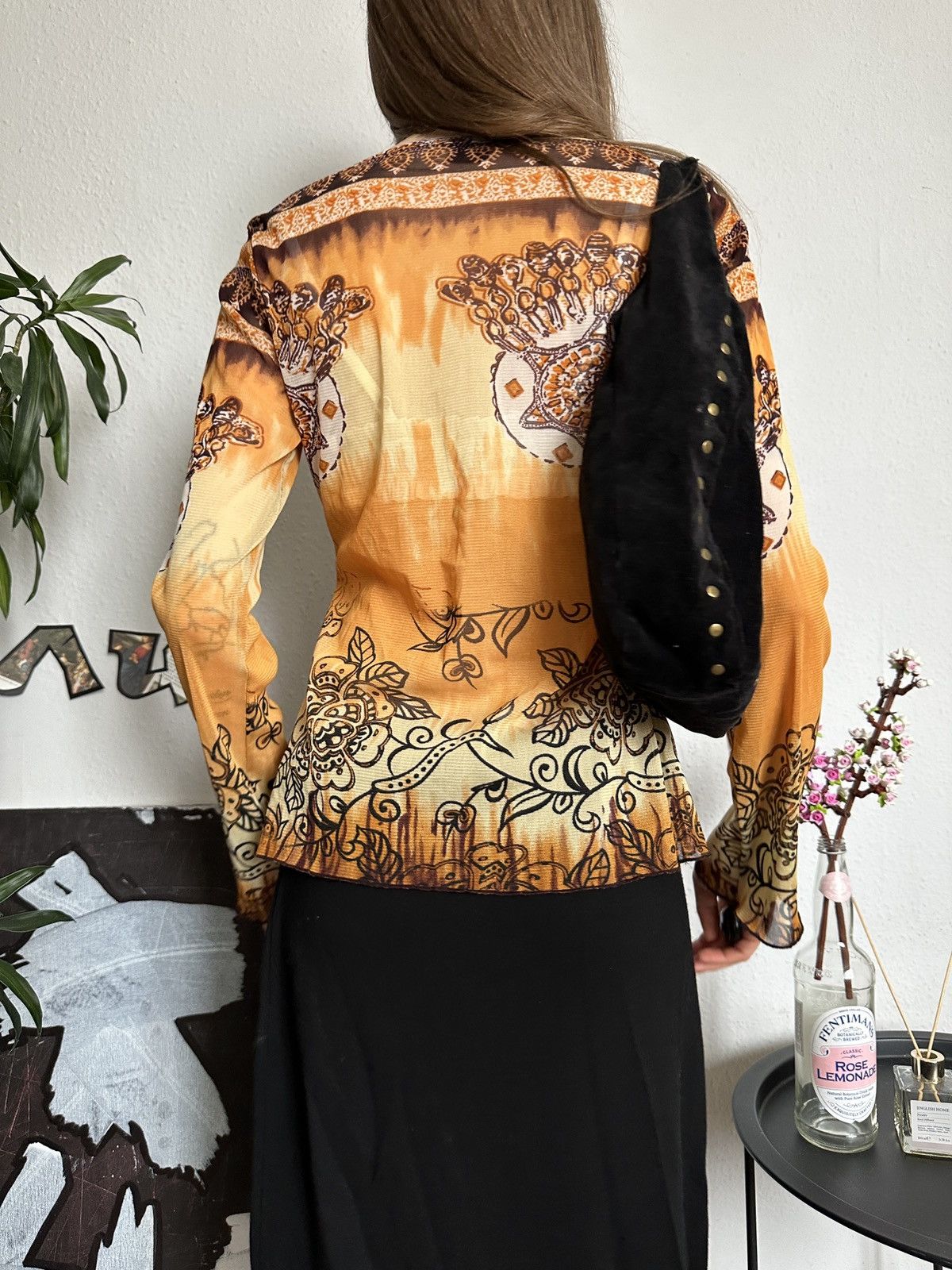 Vintage Paisley Floral Printed Blouse Bell Sleeves Bohemian Top y2k Size S / US 4 / IT 40 - 4 Thumbnail