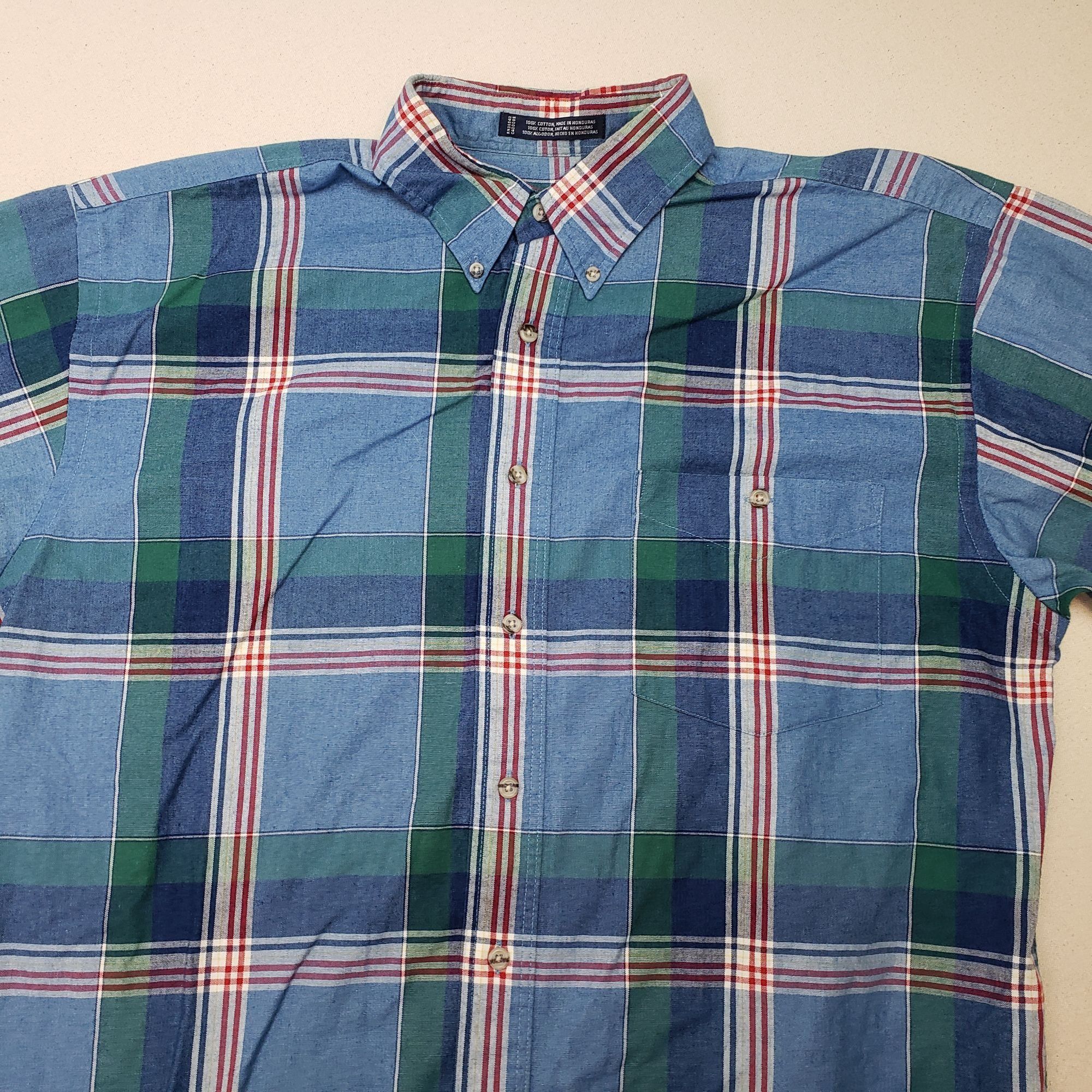 Van Heusen Van Heusen Men's Short Sleeve Button Up Shirt Blue/Red Sz L Size US L / EU 52-54 / 3 - 3 Thumbnail