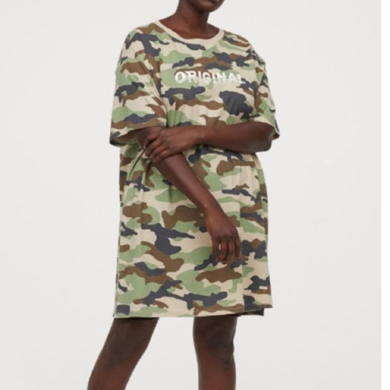 H M H M Divided Camo Camouflage Graphic T Shirt Dress 10 Grailed