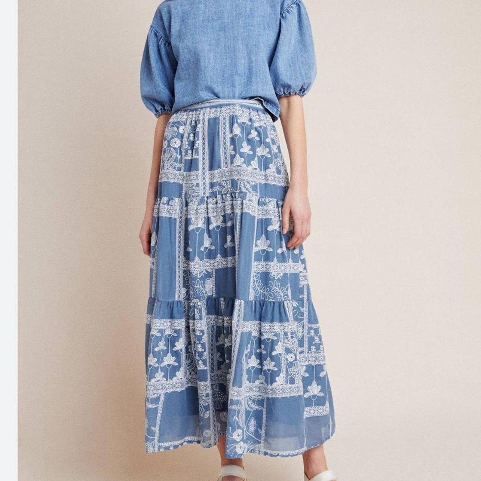 Anthropologie Blue Anthropologie summer long skirt Size 25" / US 0 / IT 36 - 2 Thumbnail