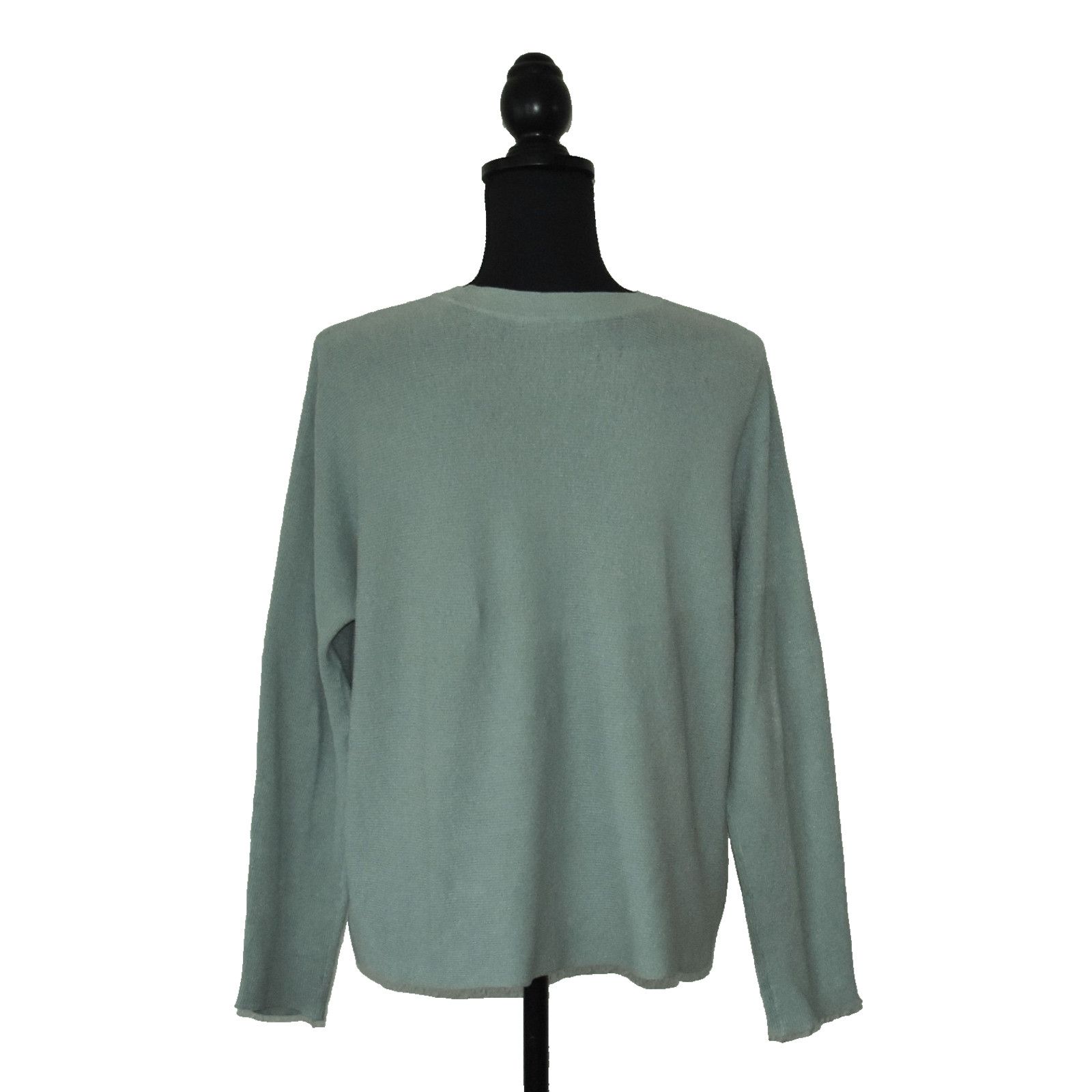 Eileen Fisher EILEEN FISHER Mist Green Linen Knit Crew Neck Sweater Sz XS Size XS / US 0-2 / IT 36-38 - 3 Thumbnail