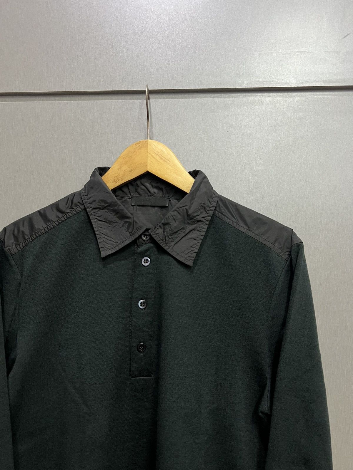 Prada Prada Virgin Wool Nylon Longsleeve Polo Shirt Size US M / EU 48-50 / 2 - 2 Thumbnail