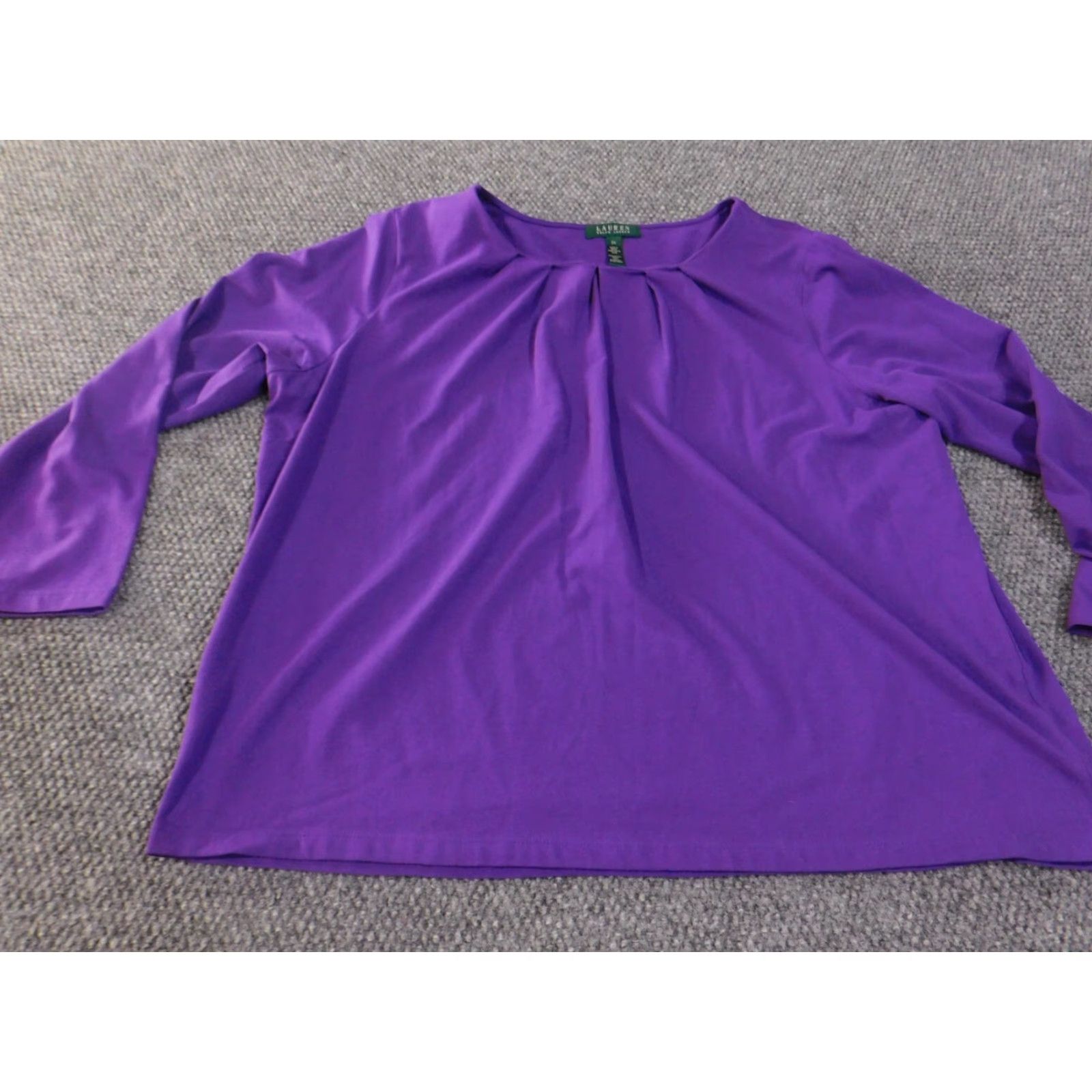 Ralph Lauren Lauren Ralph Lauren 3X Purple Cotton Knit Blouse Women Plus Size Long Sleeve Pullover Casual Stretch Size XXL / US 16-18 / IT 52-54 - 4 Thumbnail