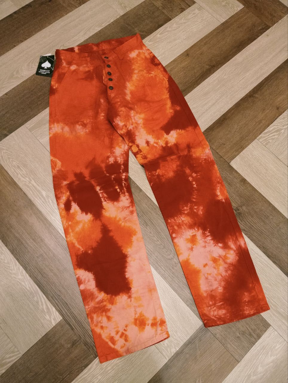 VINTAGE FIORUCCI SAFETY JEANS TIE-DYE WIDE PANTS