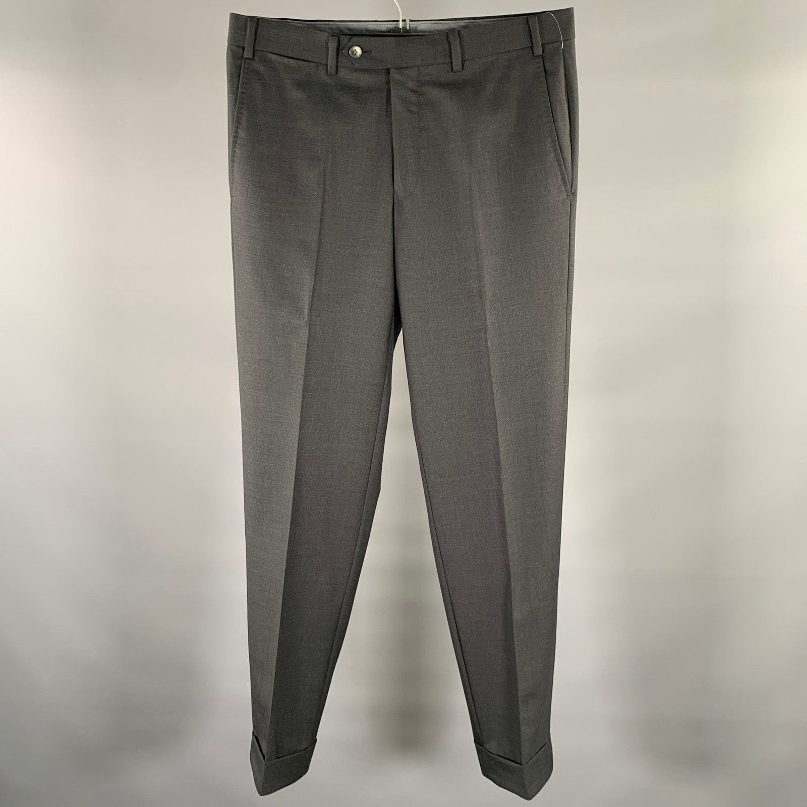 charcoal slim fit dress pants Slim Fit Charcoal Side Pocket Low Waist Dress Pants – SAYKI main image 0