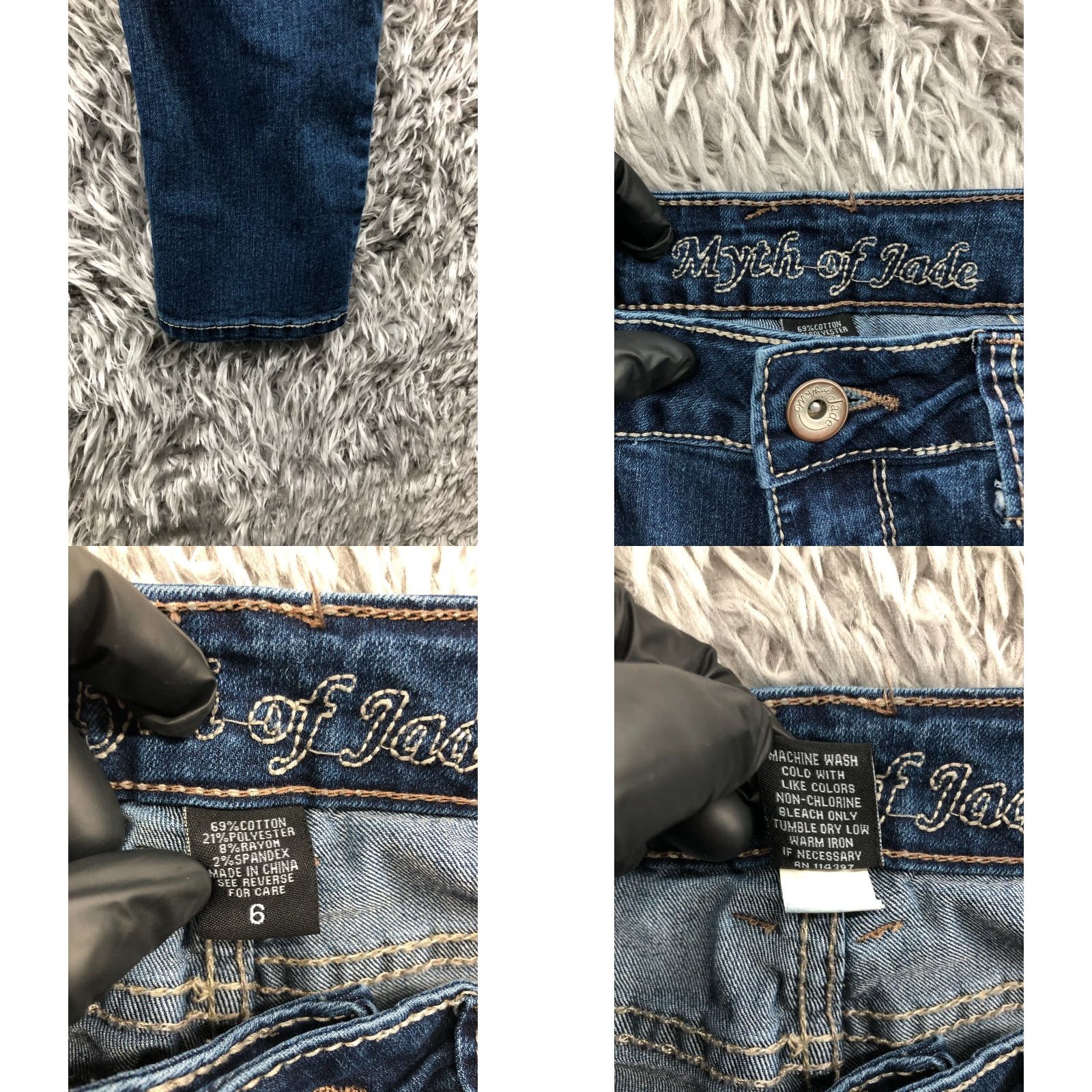 Denime Myth of Jade Jeans Skinny Mid Rise Dark Blue Denim Womens Size 6 Size 28" / US 6 / IT 42 - 8 Thumbnail