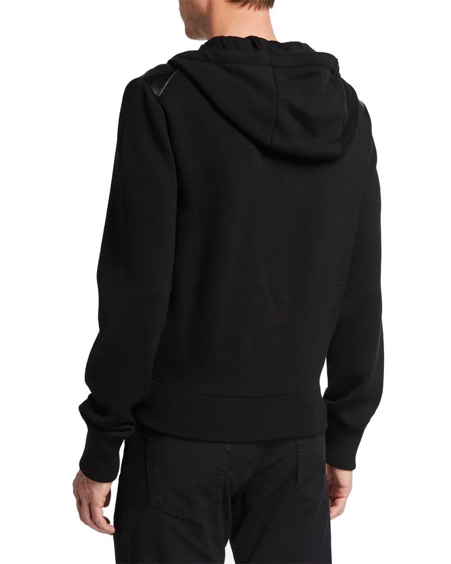 Tom Ford o1w1db10824 Wool/Lamb Leather Hooded Jacket in Black Size US XL / EU 56 / 4 - 3 Thumbnail