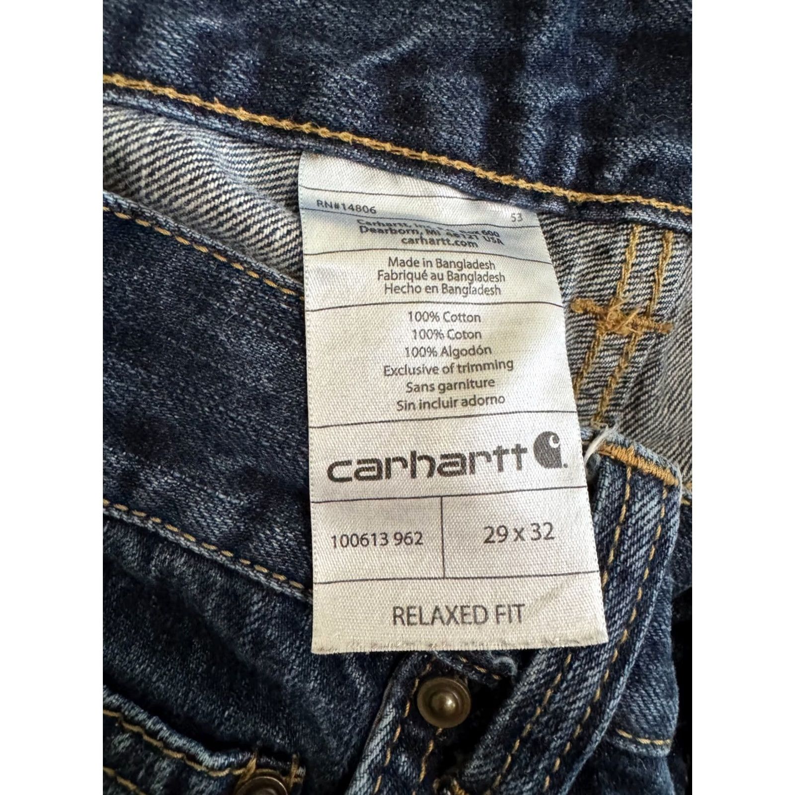 Carhartt Carhartt Jeans Mens 29x32 Blue Denim Relaxed Fit Straight Leg Grunge Size US 29 - 3 Thumbnail