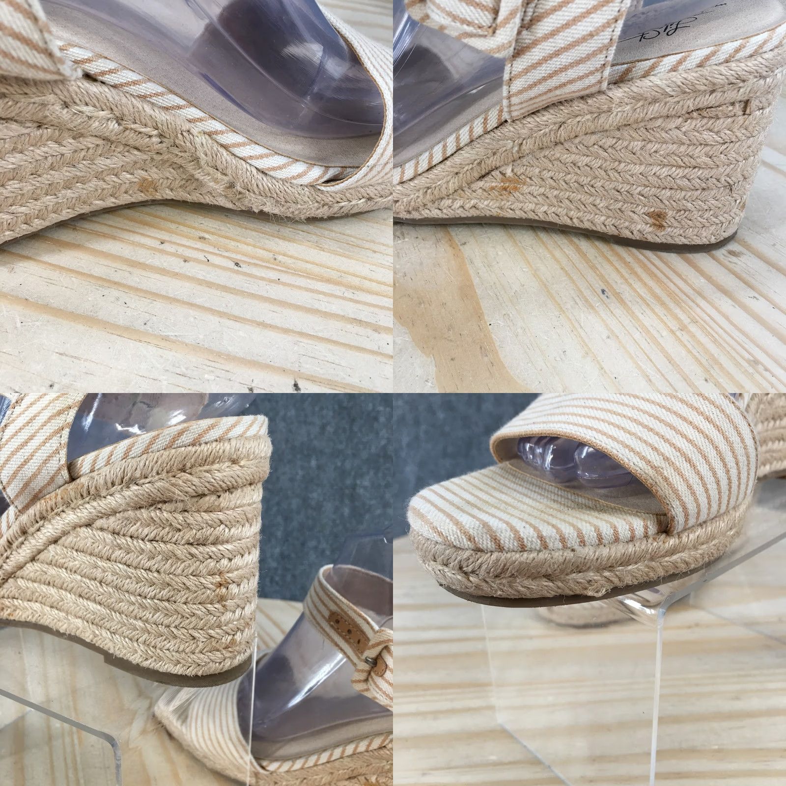 Vintage LifeStride Sandals Womens 9.5 Beige Espadrille Ankle Straps Wedge Casual Sandal Size US 10 / IT 40 - 9 Thumbnail