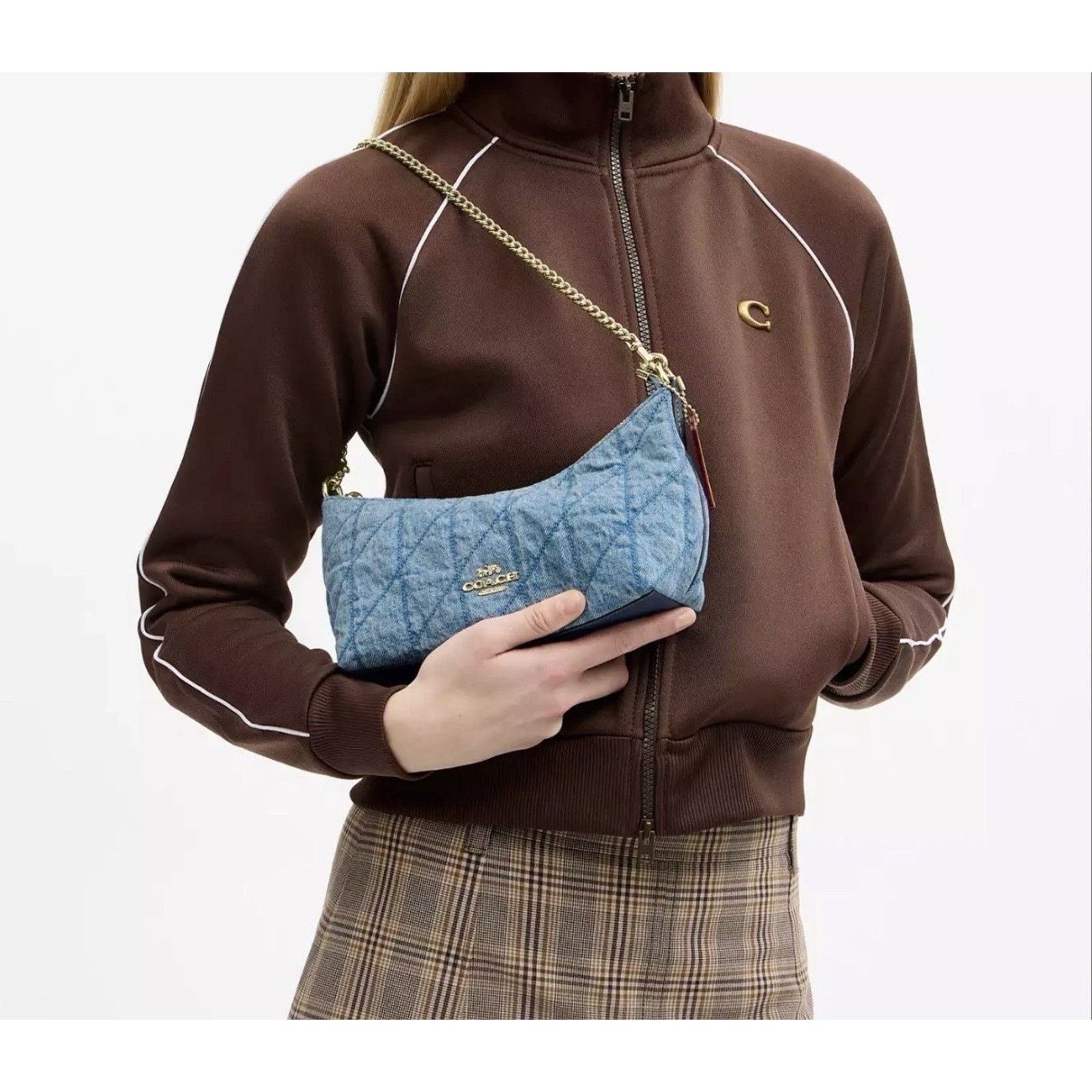 Coach NWT Coach Caitlin Shoulder Bag Quilting CDZ89 Gold/Indigo Size ONE SIZE - 7 Thumbnail