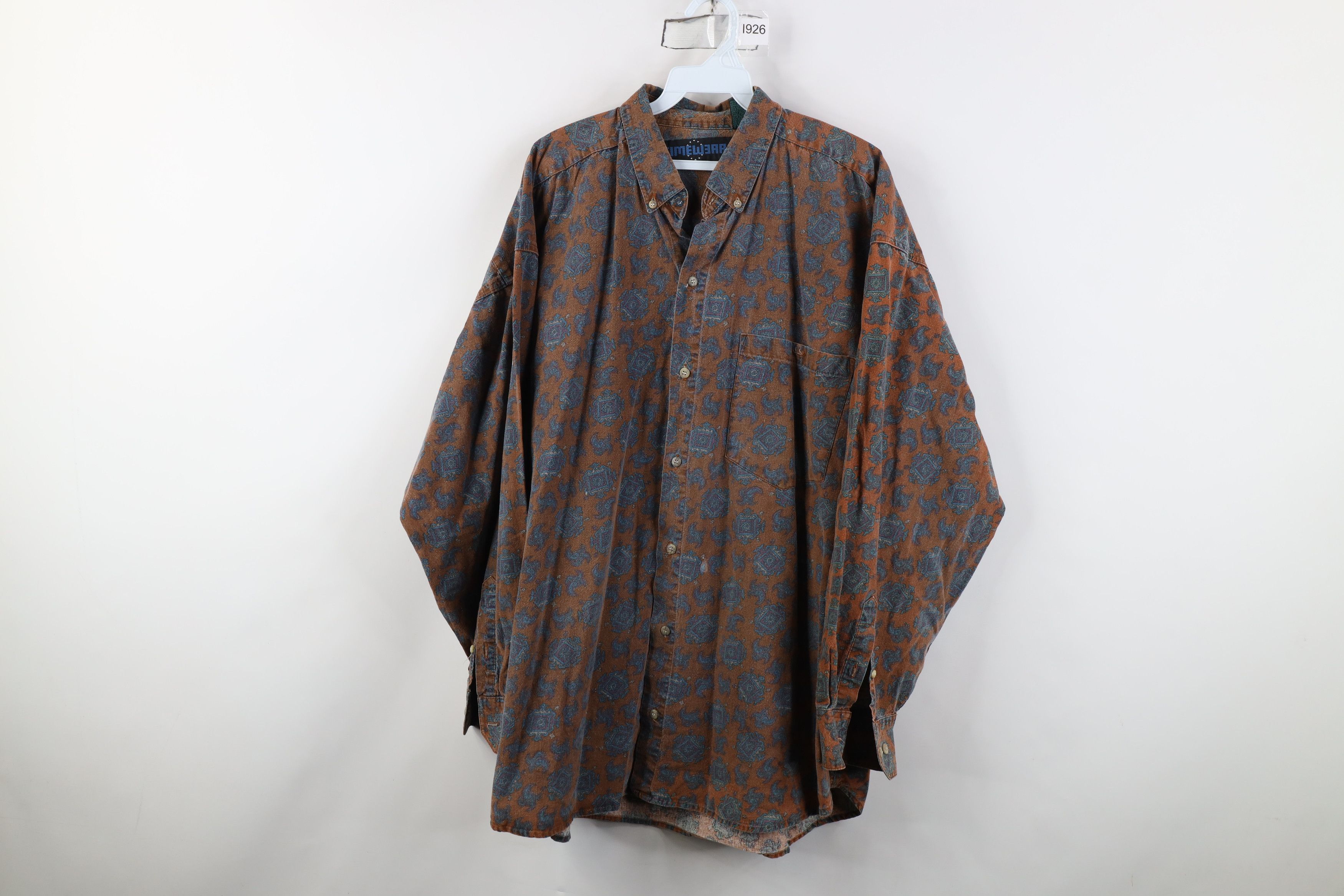 Vintage Vintage 90s Streetwear Geometric Baggy Fit Button Down Shirt Size US XL / EU 56 / 4 - 1 Thumbnail
