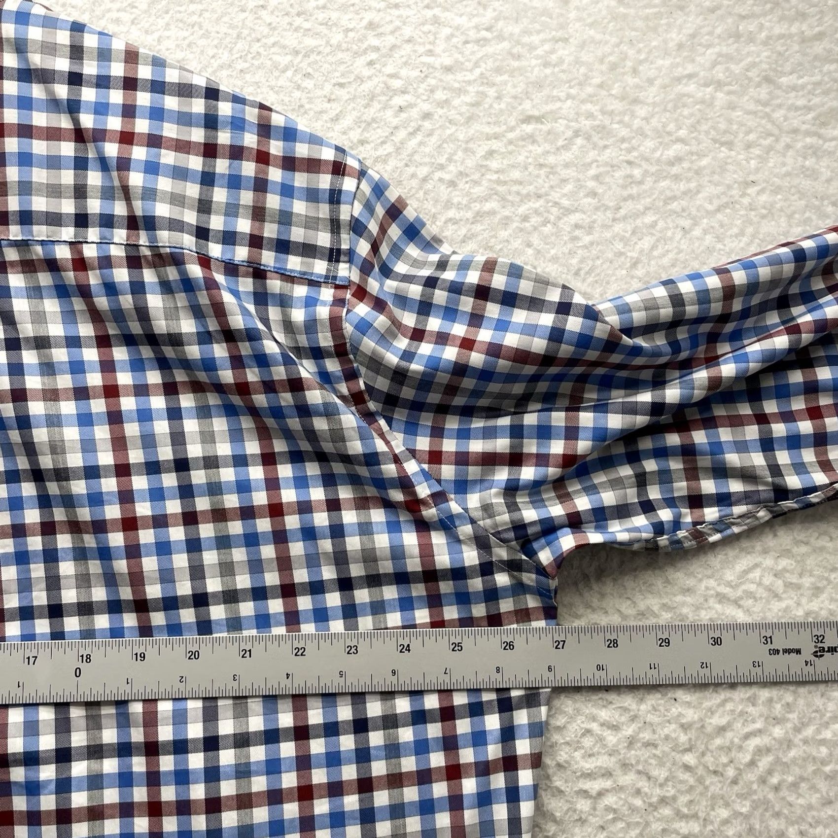 Peter Millar Peter Millar Shirt Mens XL Multicolor Plaid Button-Up Cotton Nylon Spandex Lyocell Regular Fit Long Sleeve Collared Tailored Office Casual Travel Size US XL / EU 56 / 4 - 7 Thumbnail