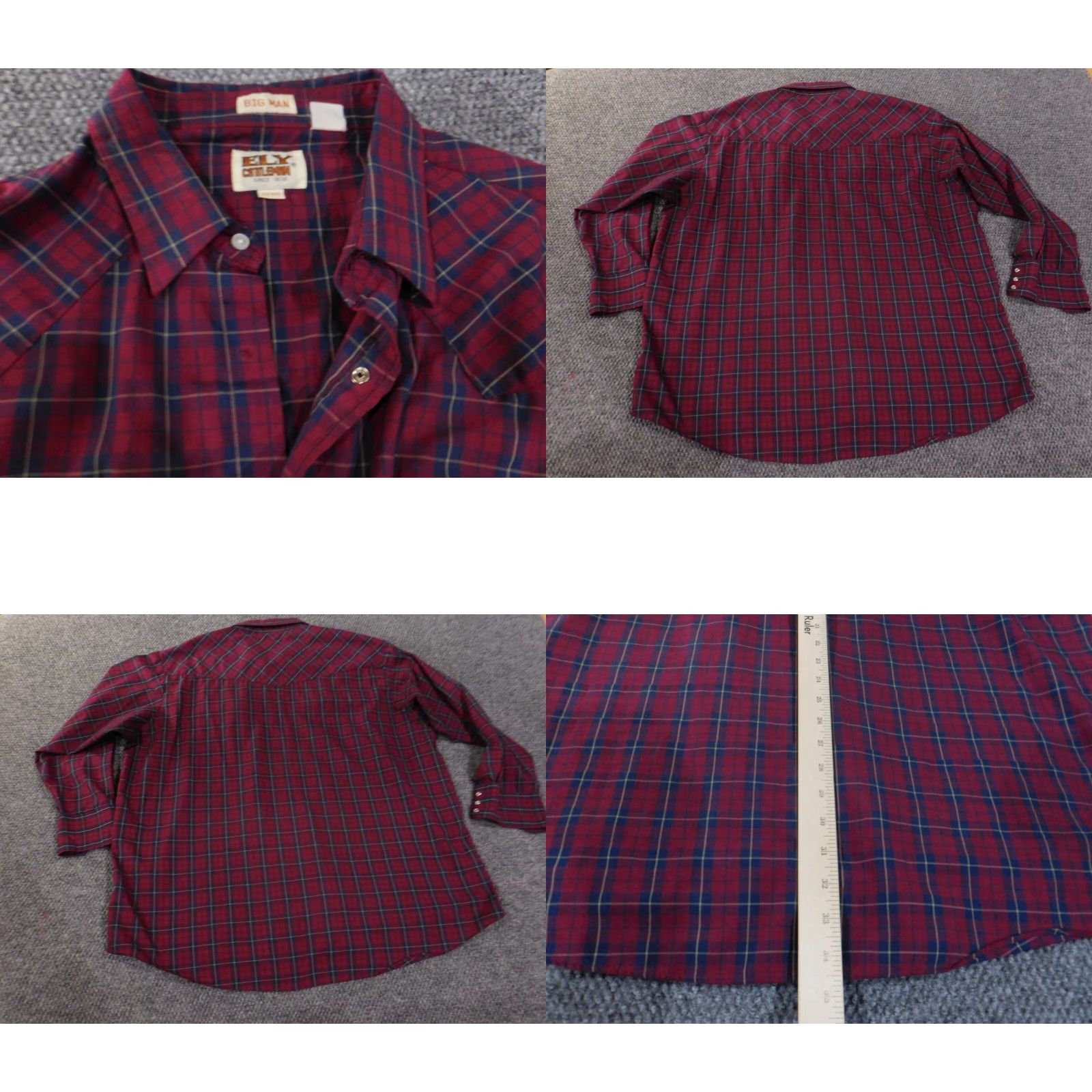 Vintage ely cattleman pearl snap shirt 2XL red big plaid western cowboy rodeo Size US XXL / EU 58 / 5 - 8 Thumbnail